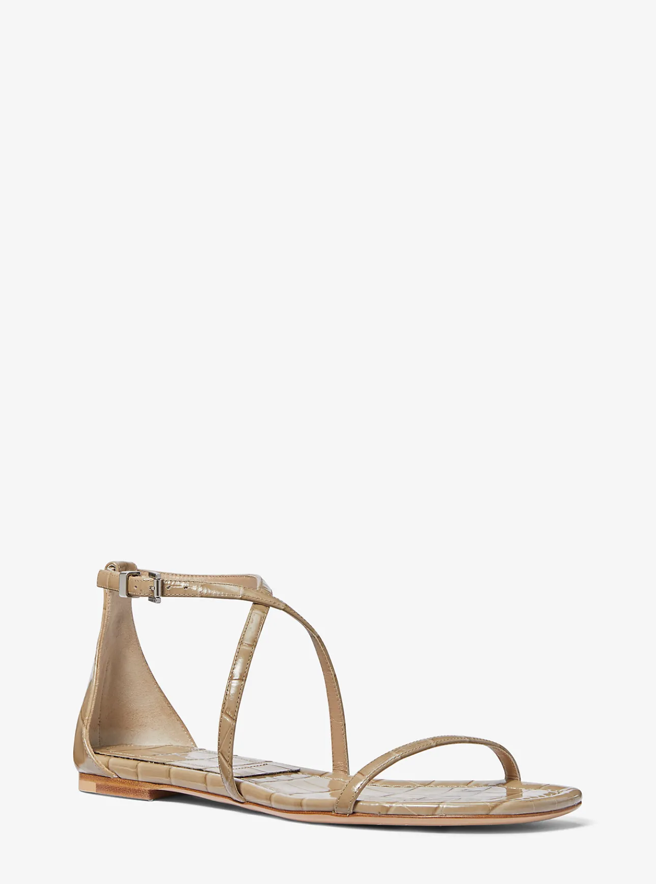 Polly Crocodile Embossed Leather Sandal