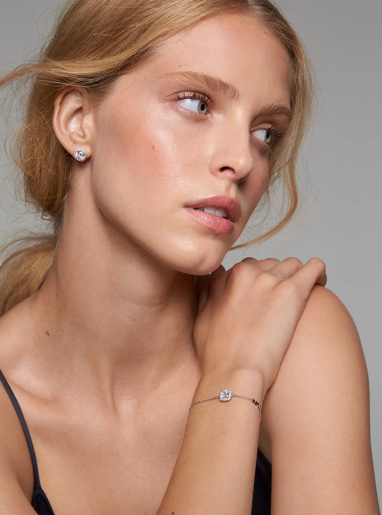 Precious Metal-Plated Sterling Silver Pavé Stud Earrings