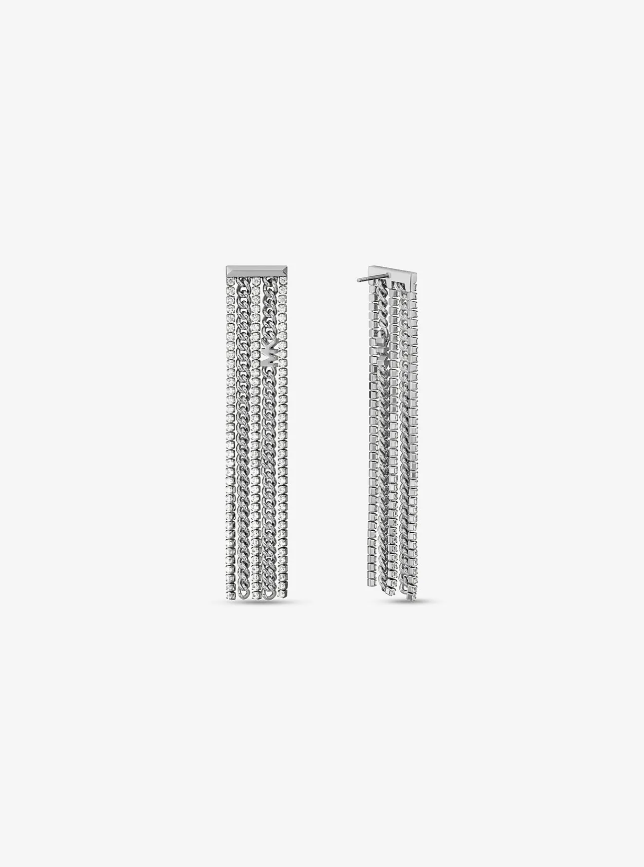 Precious Metal-Plated Brass Pavé Chain Drop Earrings