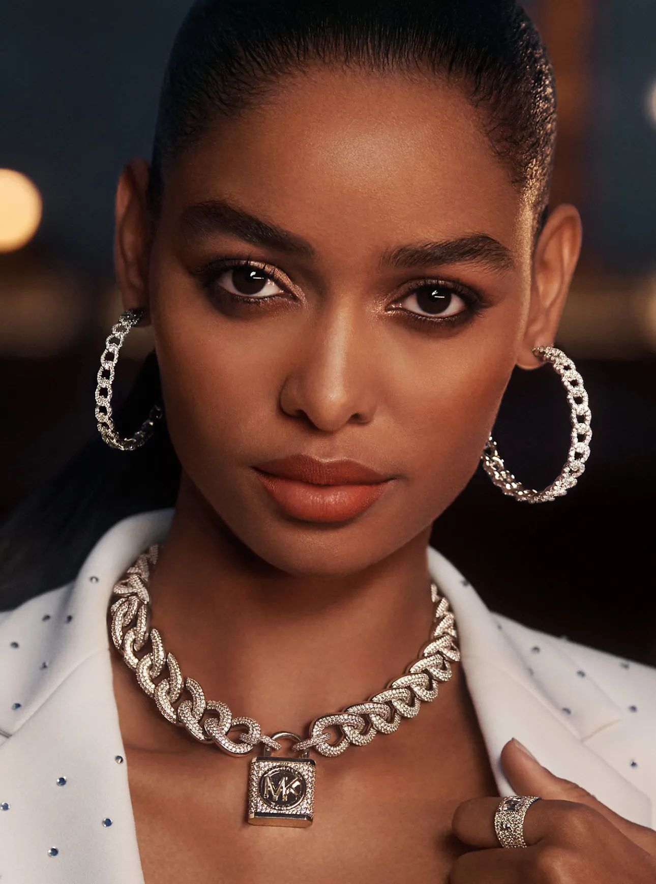 Precious Metal-Plated Sterling Silver Pavé Signet Ring