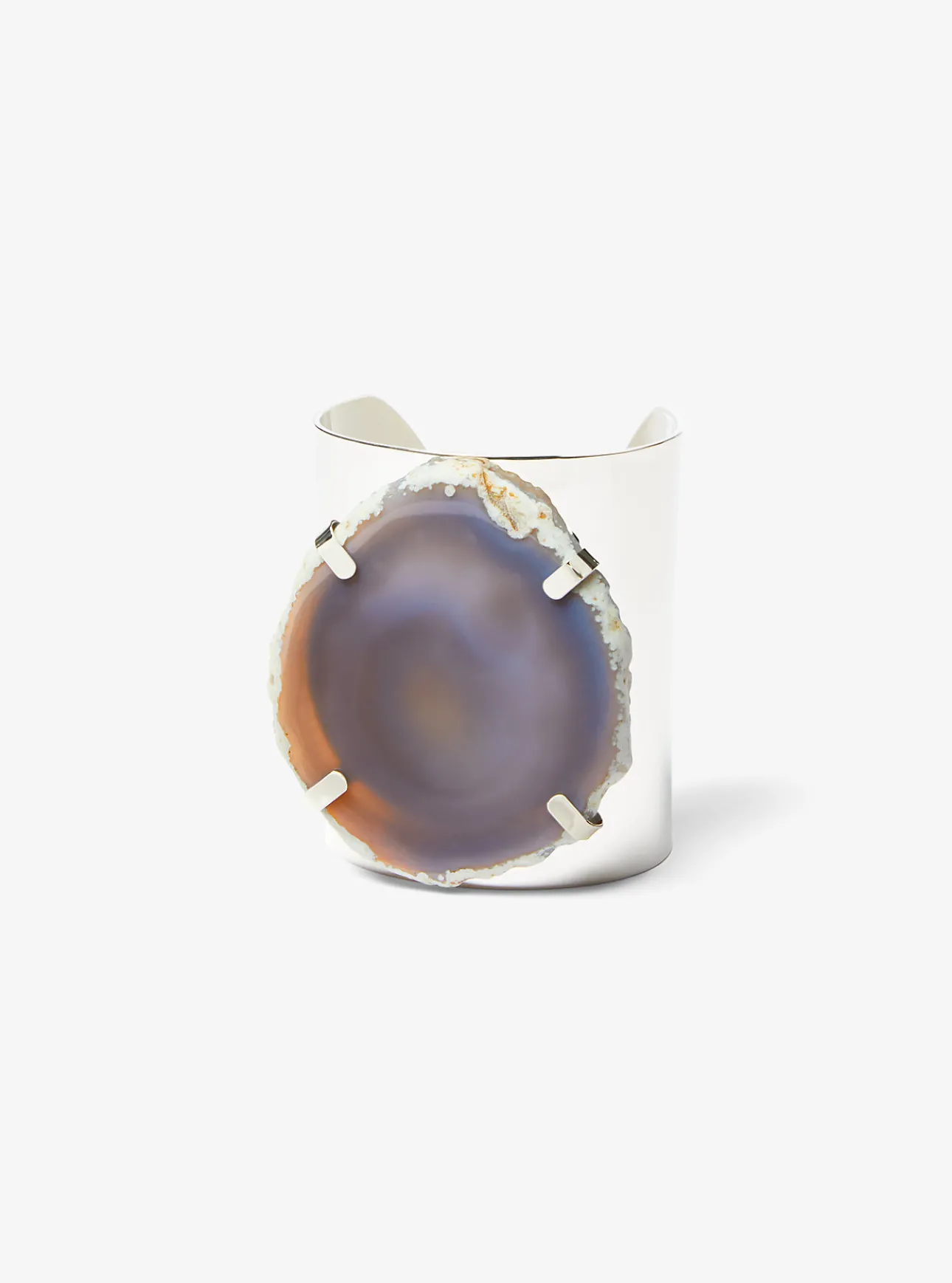 Precious Metal-Plated Brass and Agate Cuff