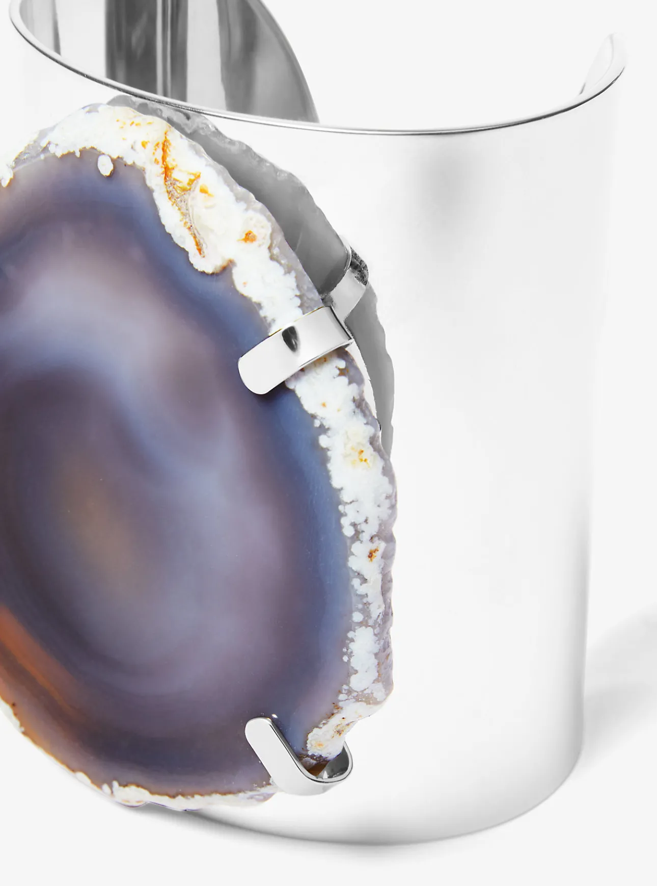 Precious Metal-Plated Brass and Agate Cuff