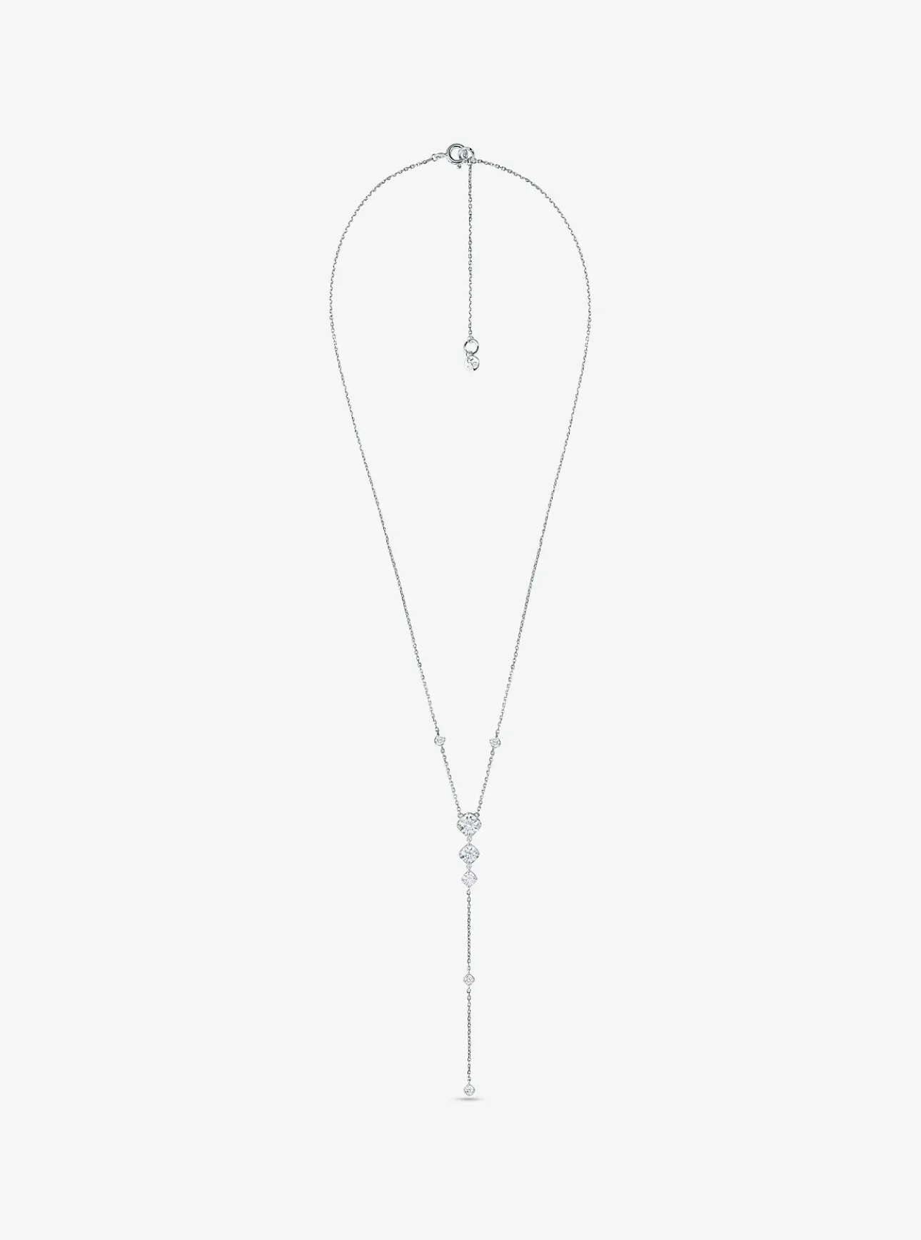 Precious Metal-Plated Sterling Silver Cubic Zirconia Lariat Necklace