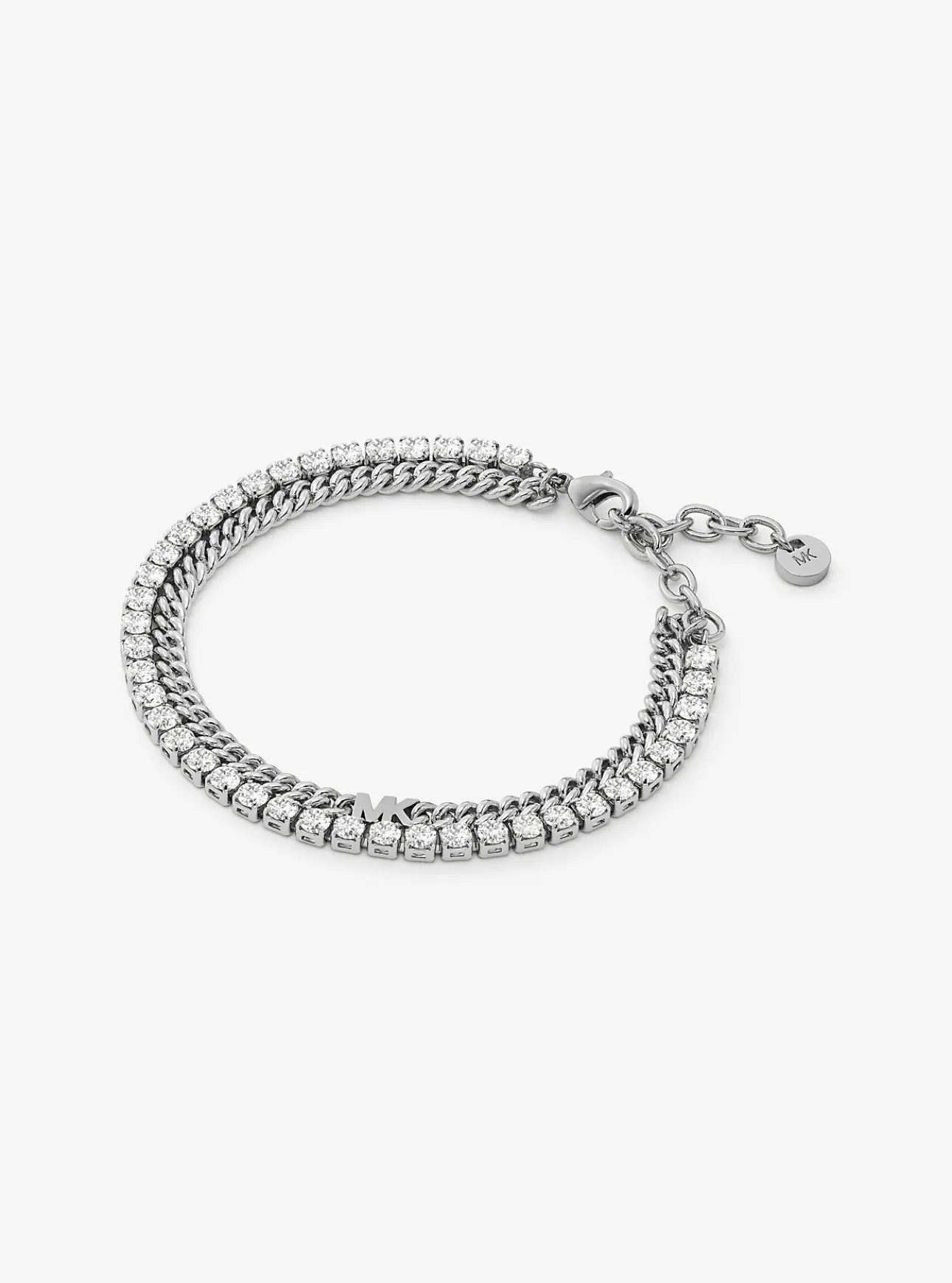 Precious Metal-Plated Brass Double Chain Tennis Bracelet