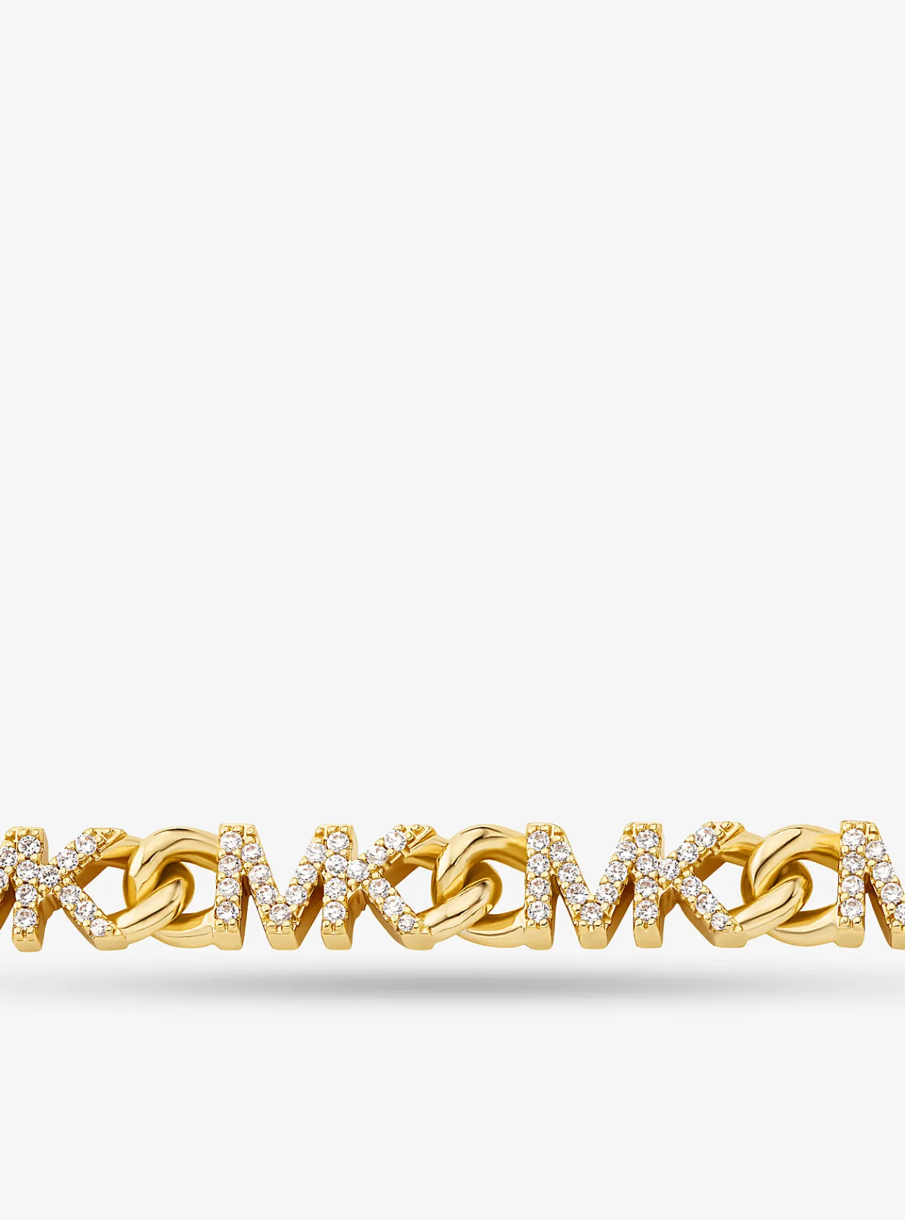 Precious Metal-Plated Brass Pavé Logo Chain Necklace