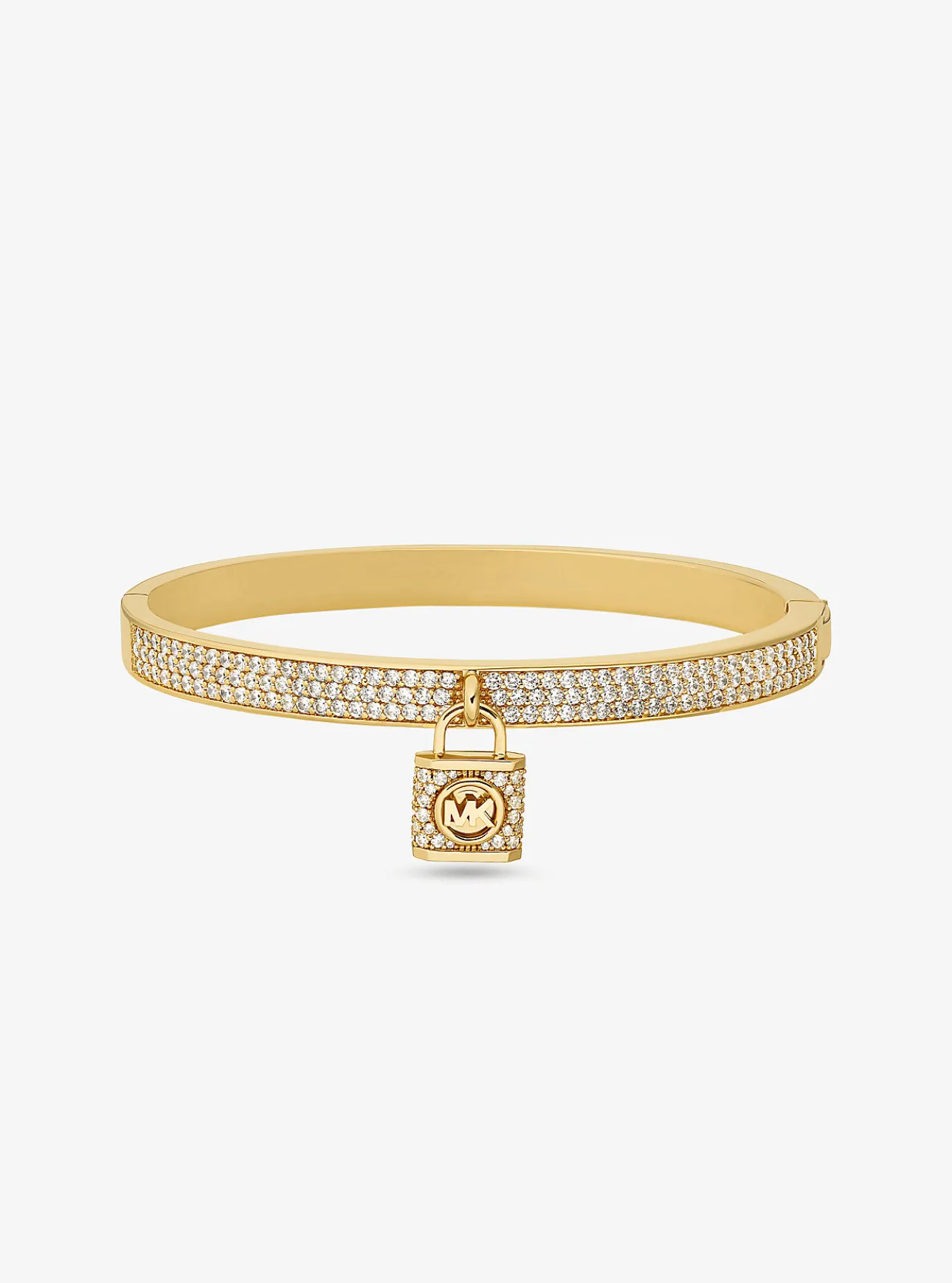 Precious Metal-Plated Brass Pavé Lock Bangle