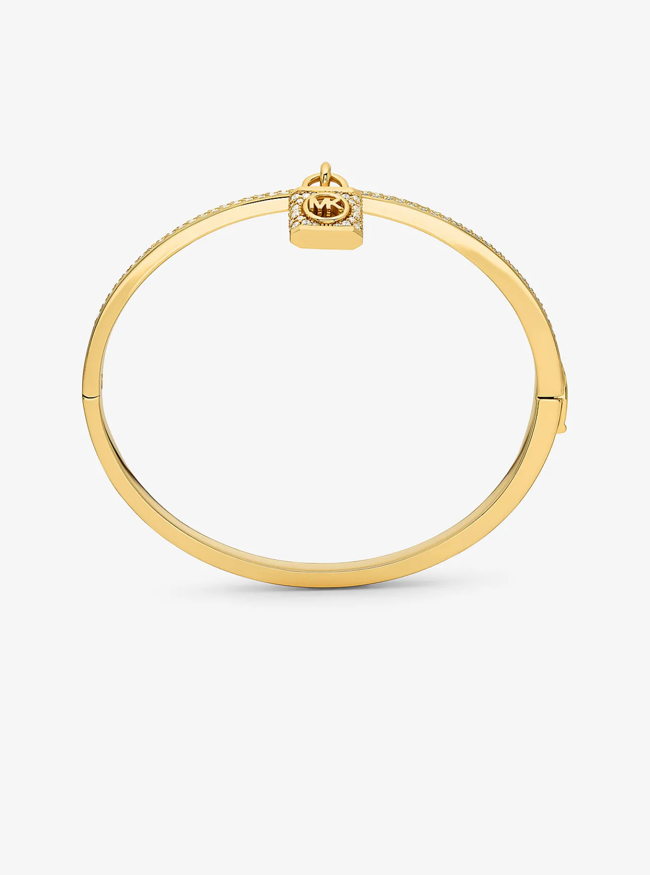 Precious Metal-Plated Brass Pavé Lock Bangle
