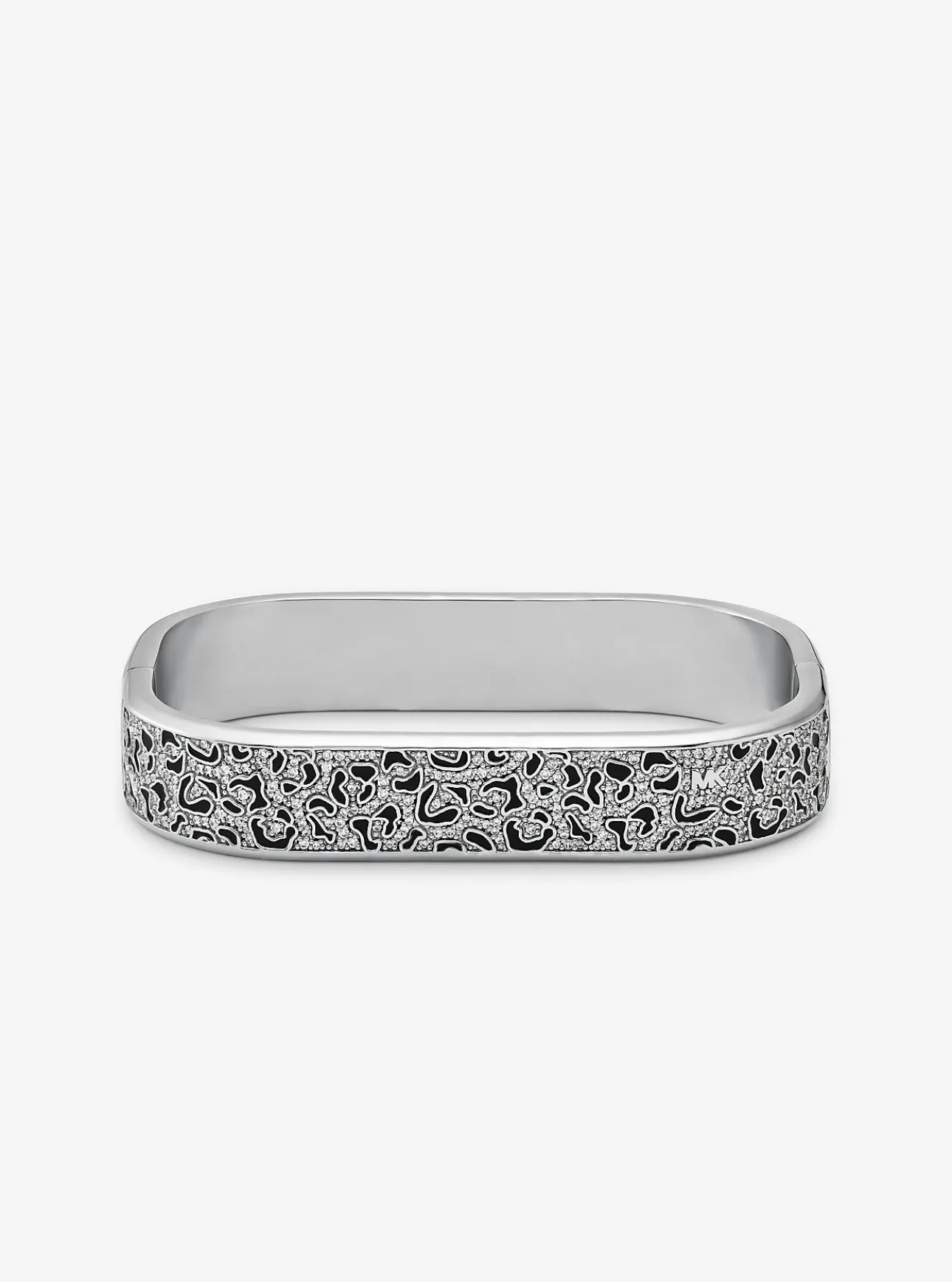 Precious Metal-Plated Brass and Enamel Leopard Pavé Bangle