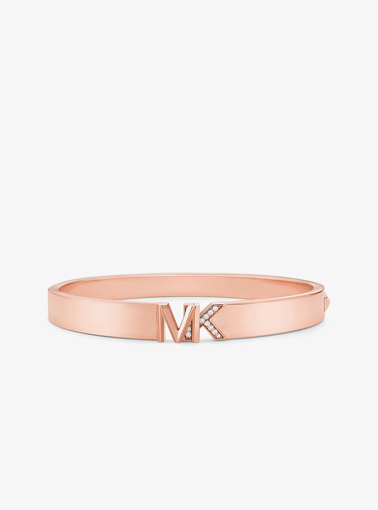 Precious Metal-Plated Brass Pavé Logo Bangle