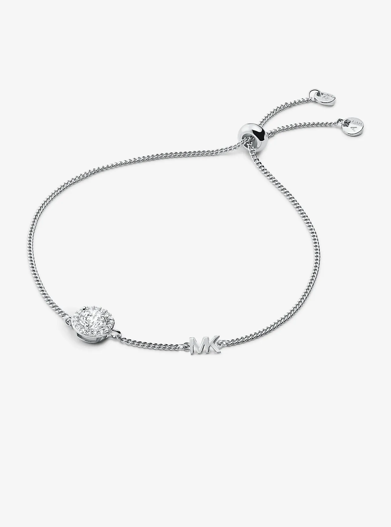 Precious Metal-Plated Sterling Silver Pavé Halo Slider Bracelet