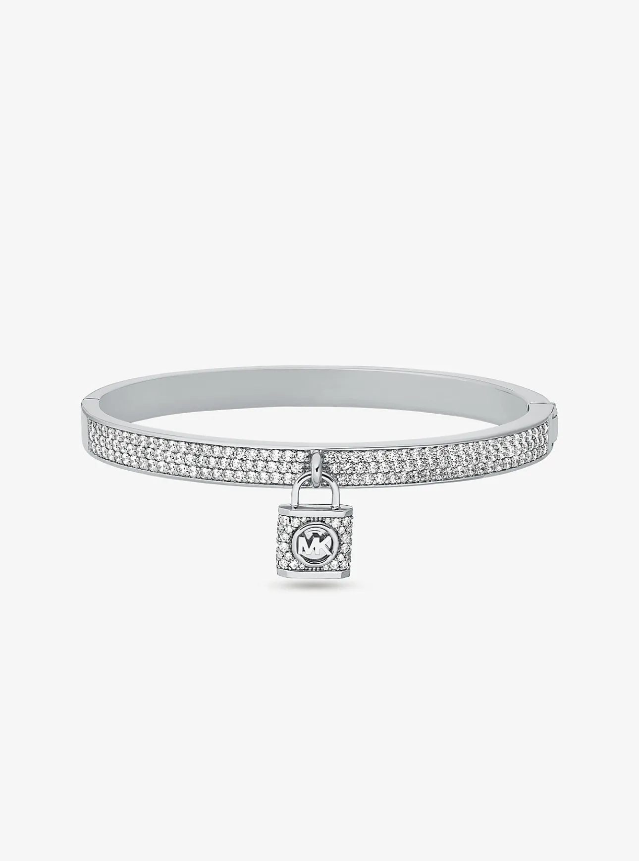 Precious Metal-Plated Brass Pavé Lock Bangle