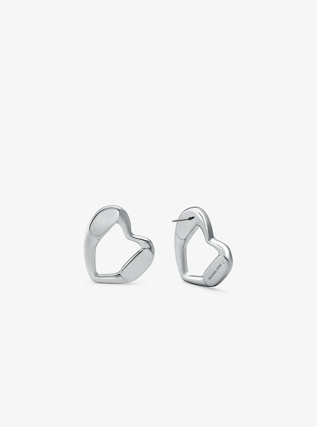 Precious Metal-Plated Brass Heart Stud Earrings