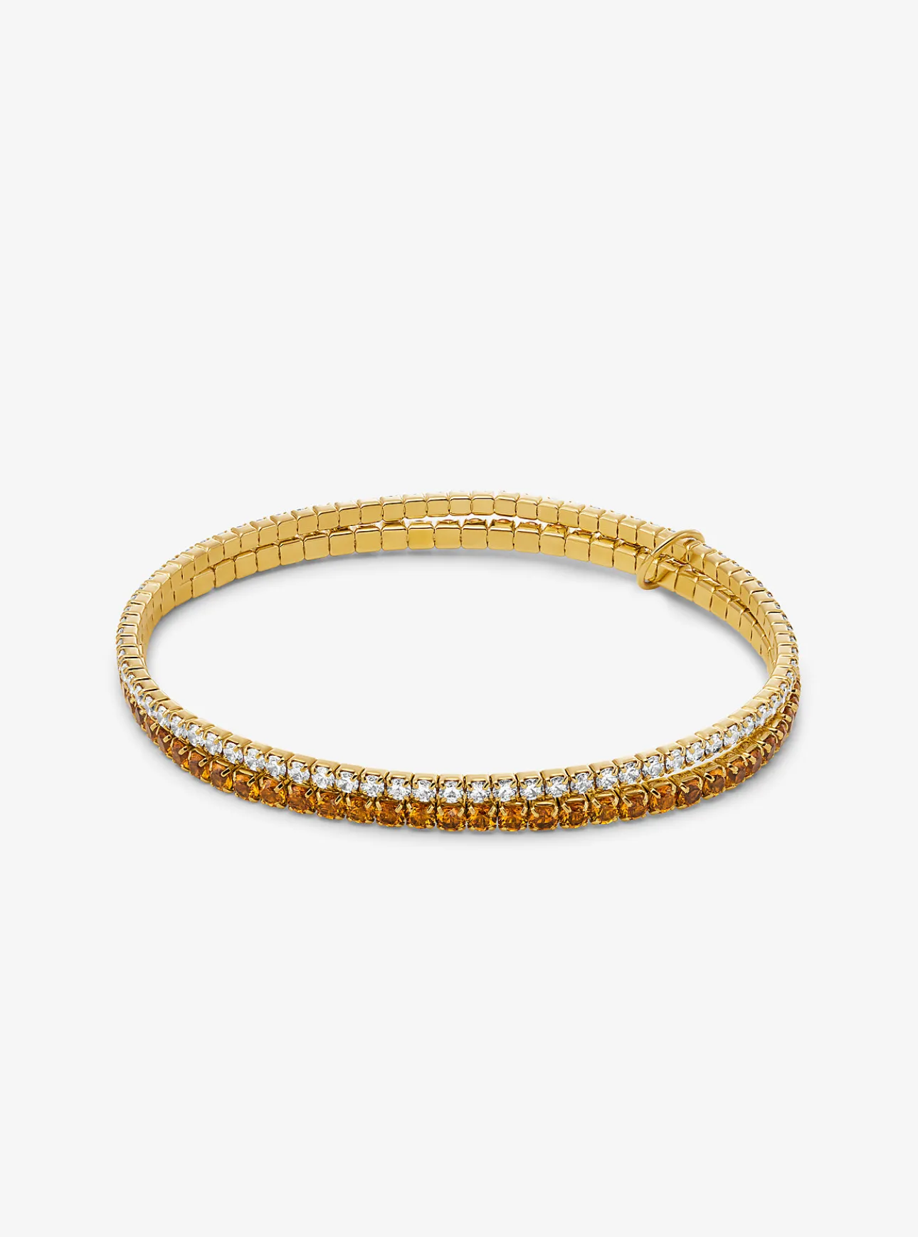 Precious Metal-Plated Brass Double Wrap Tennis Bracelet