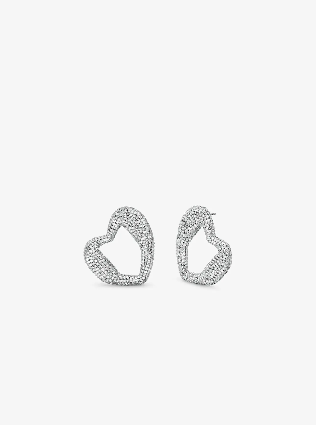 Precious Metal-Plated Brass Pavé Stud Earrings