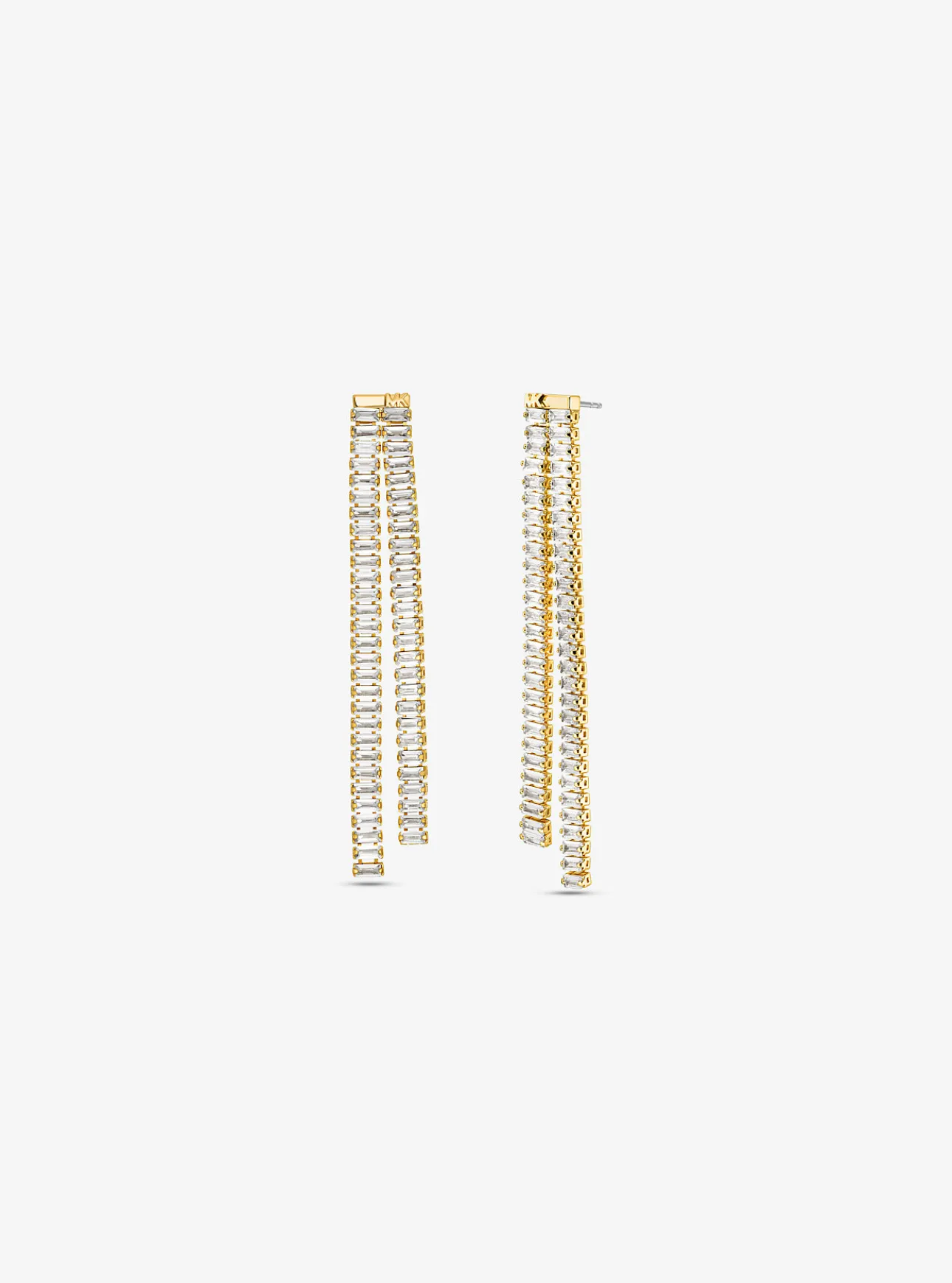 Precious Metal-Plated Brass Baguette Drop Earrings