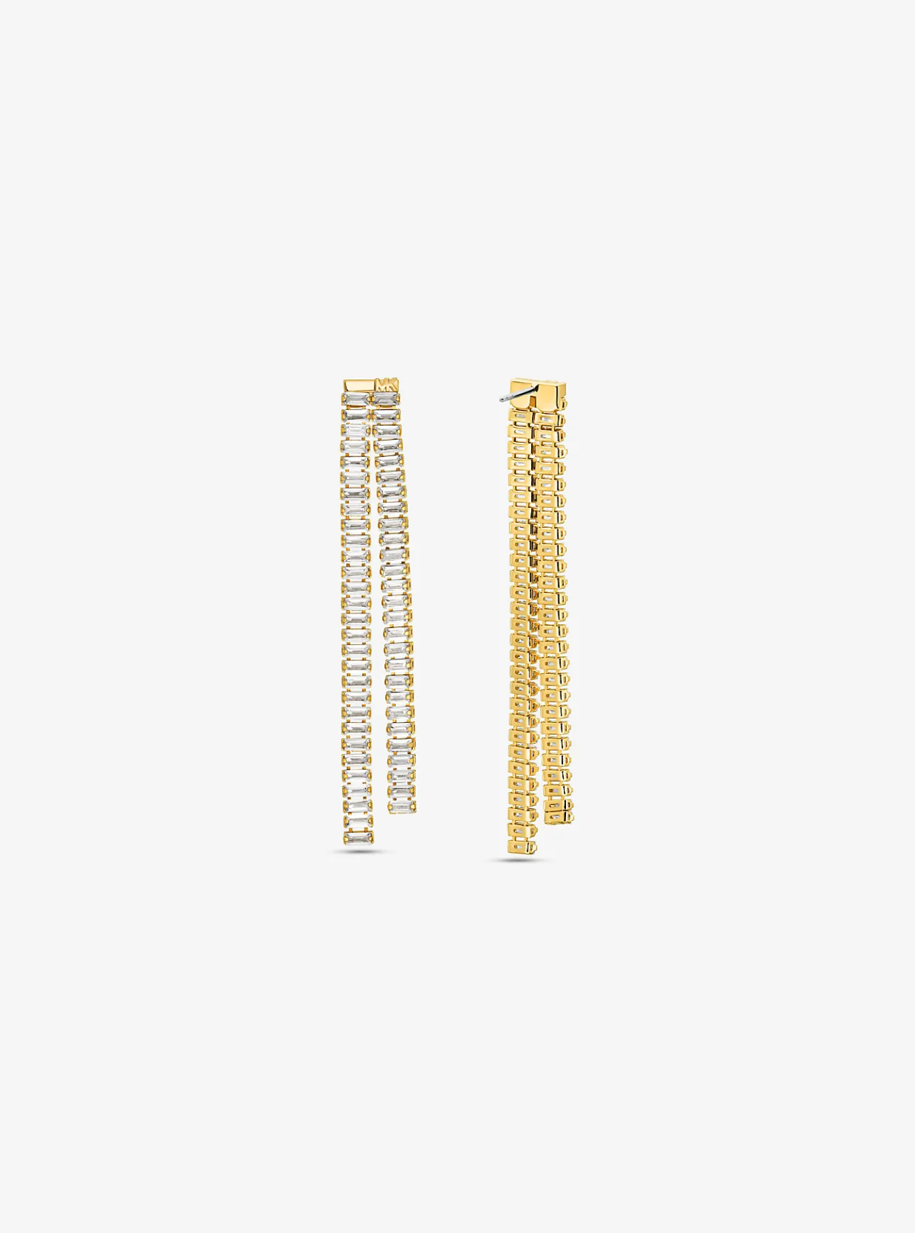 Precious Metal-Plated Brass Baguette Drop Earrings