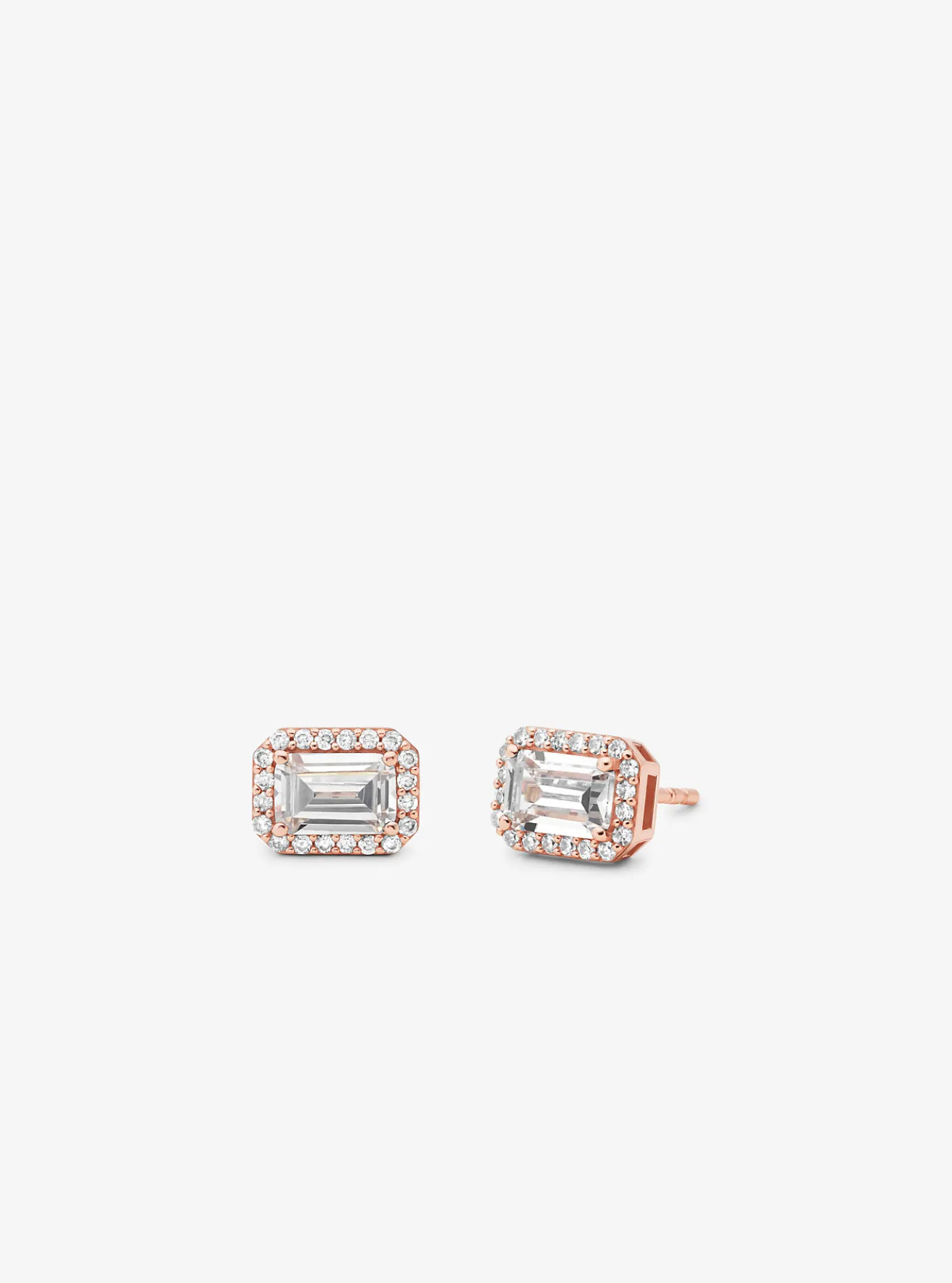 Precious Metal-Plated Pavé Halo Stud Earrings