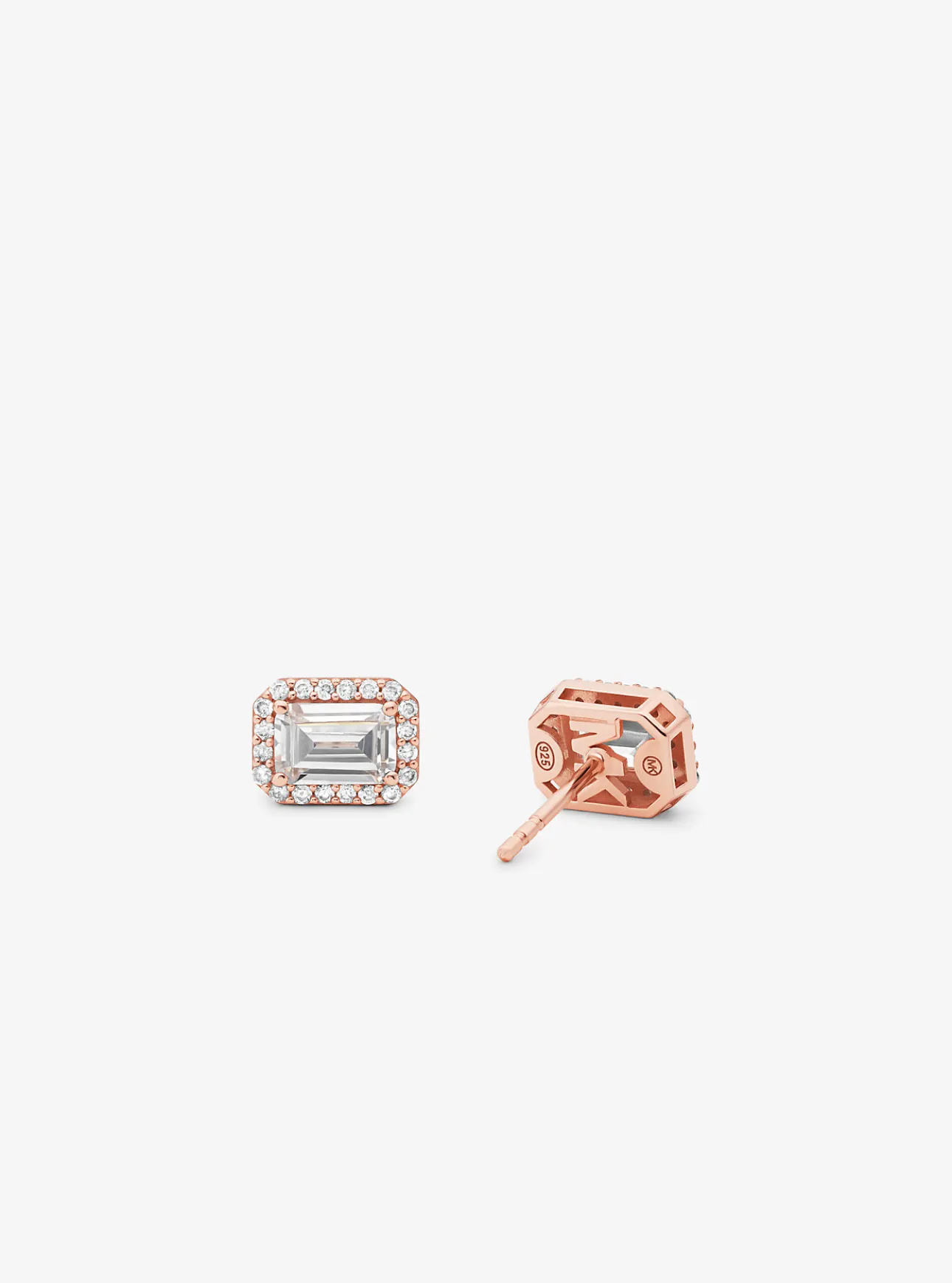 Precious Metal-Plated Pavé Halo Stud Earrings