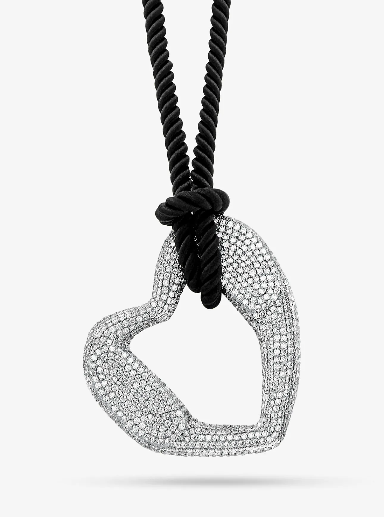 Precious Metal-Plated Brass Pavé Heart Necklace