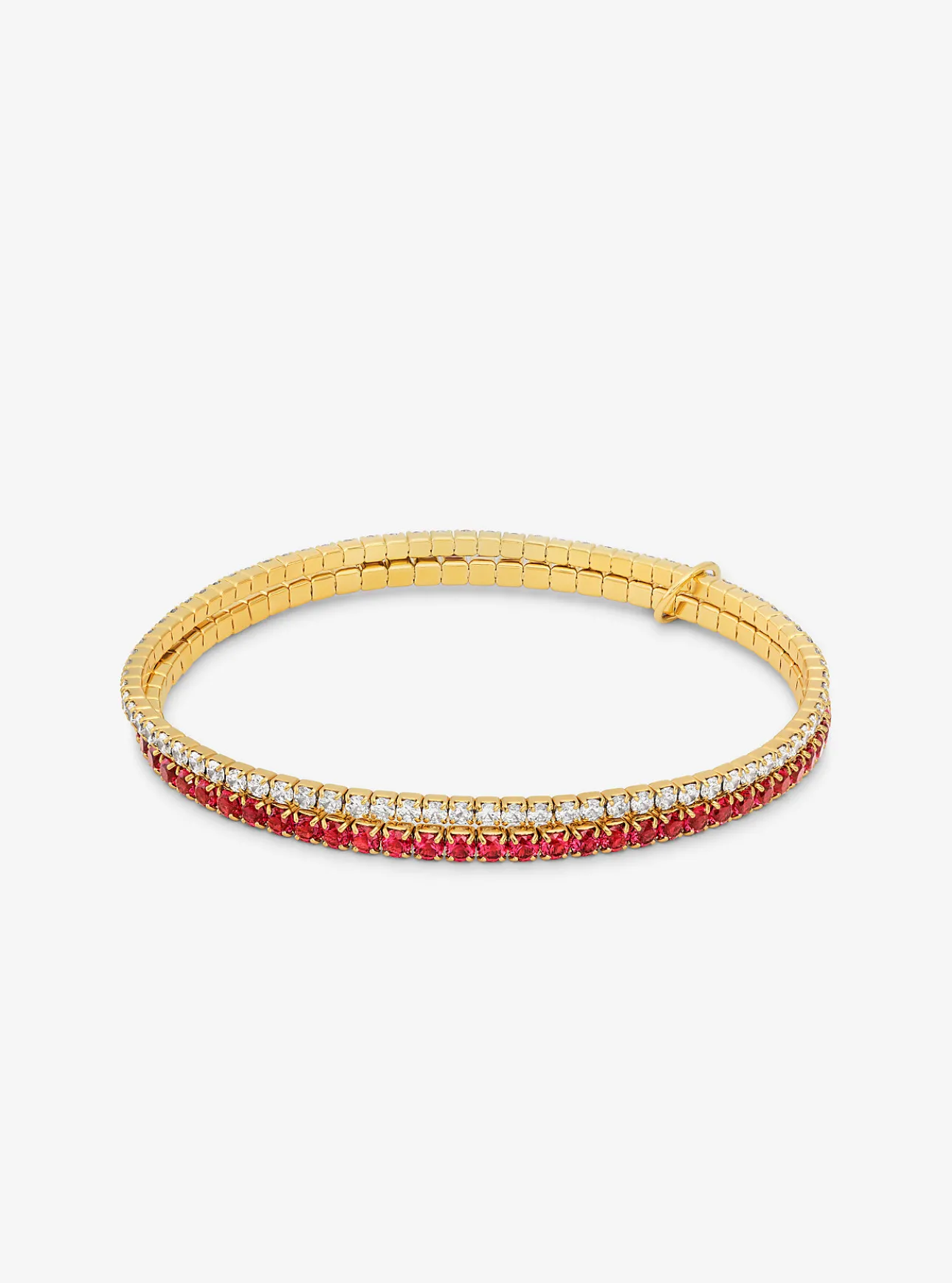 Precious Metal-Plated Brass Two-Tone Double Wrap Tennis Bracelet