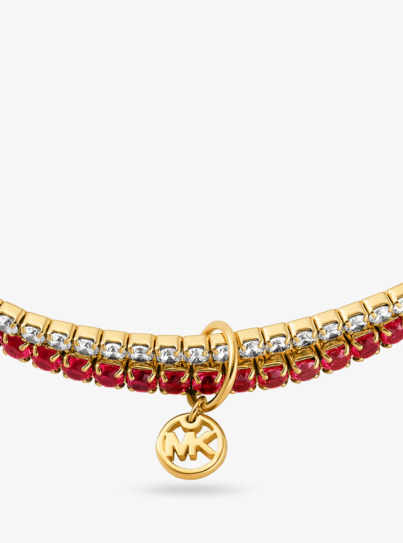 Precious Metal-Plated Brass Two-Tone Double Wrap Tennis Bracelet