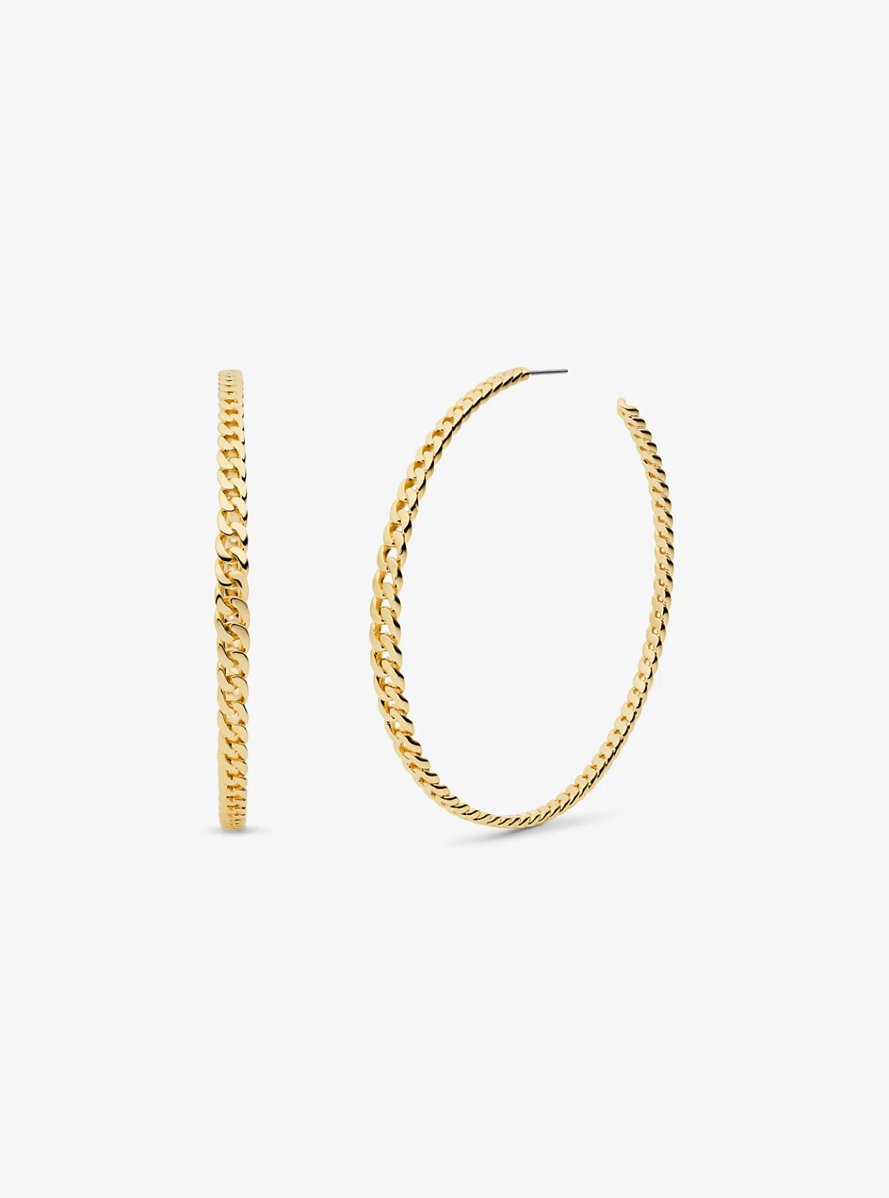 Precious Metal-Plated Brass Curb Link Hoop Earrings