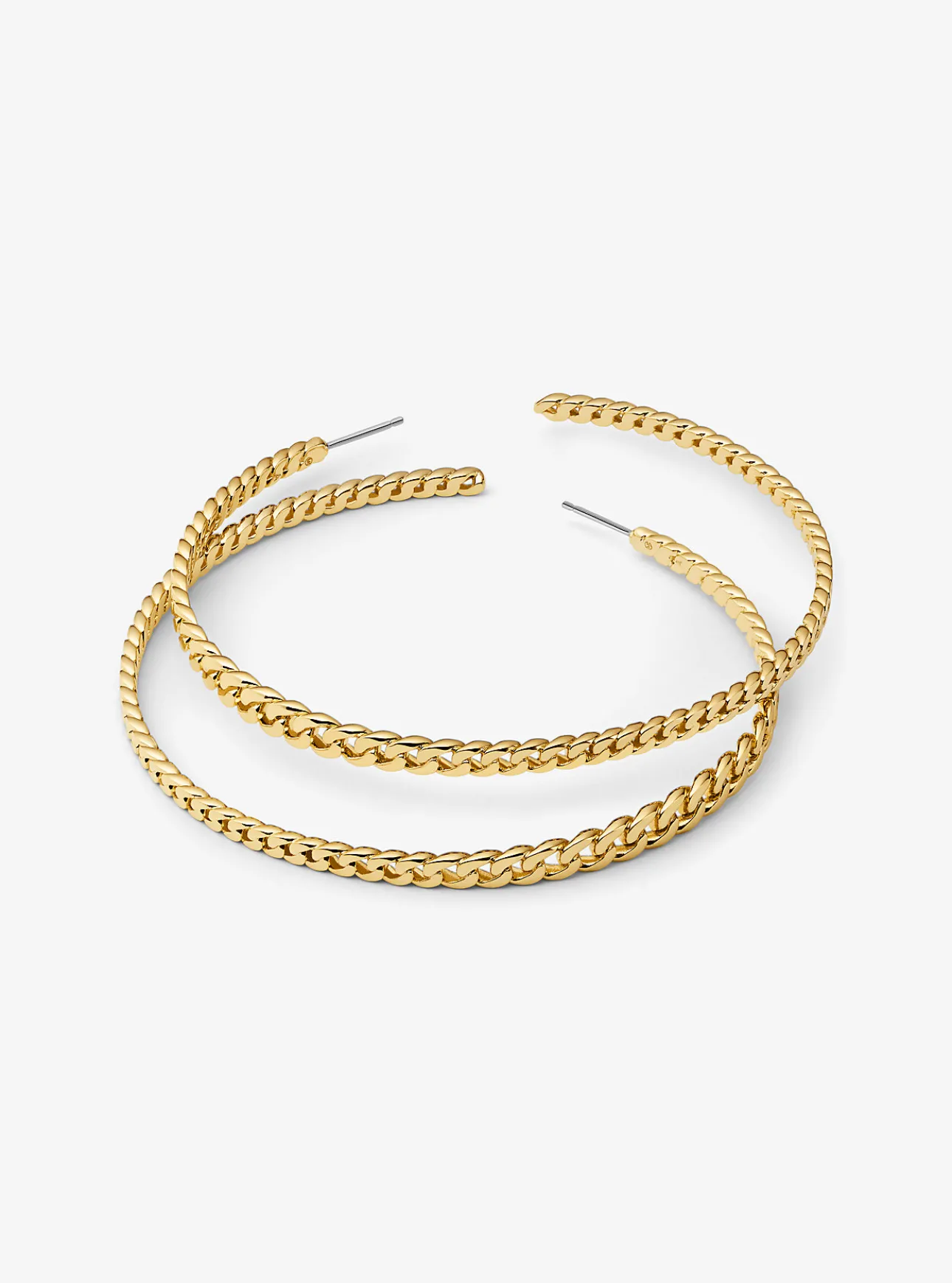Precious Metal-Plated Brass Curb Link Hoop Earrings