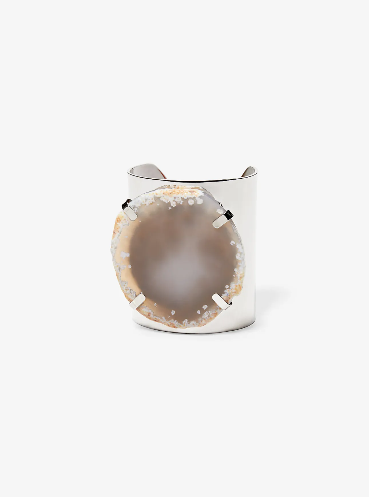 Precious Metal-Plated Brass and Agate Cuff