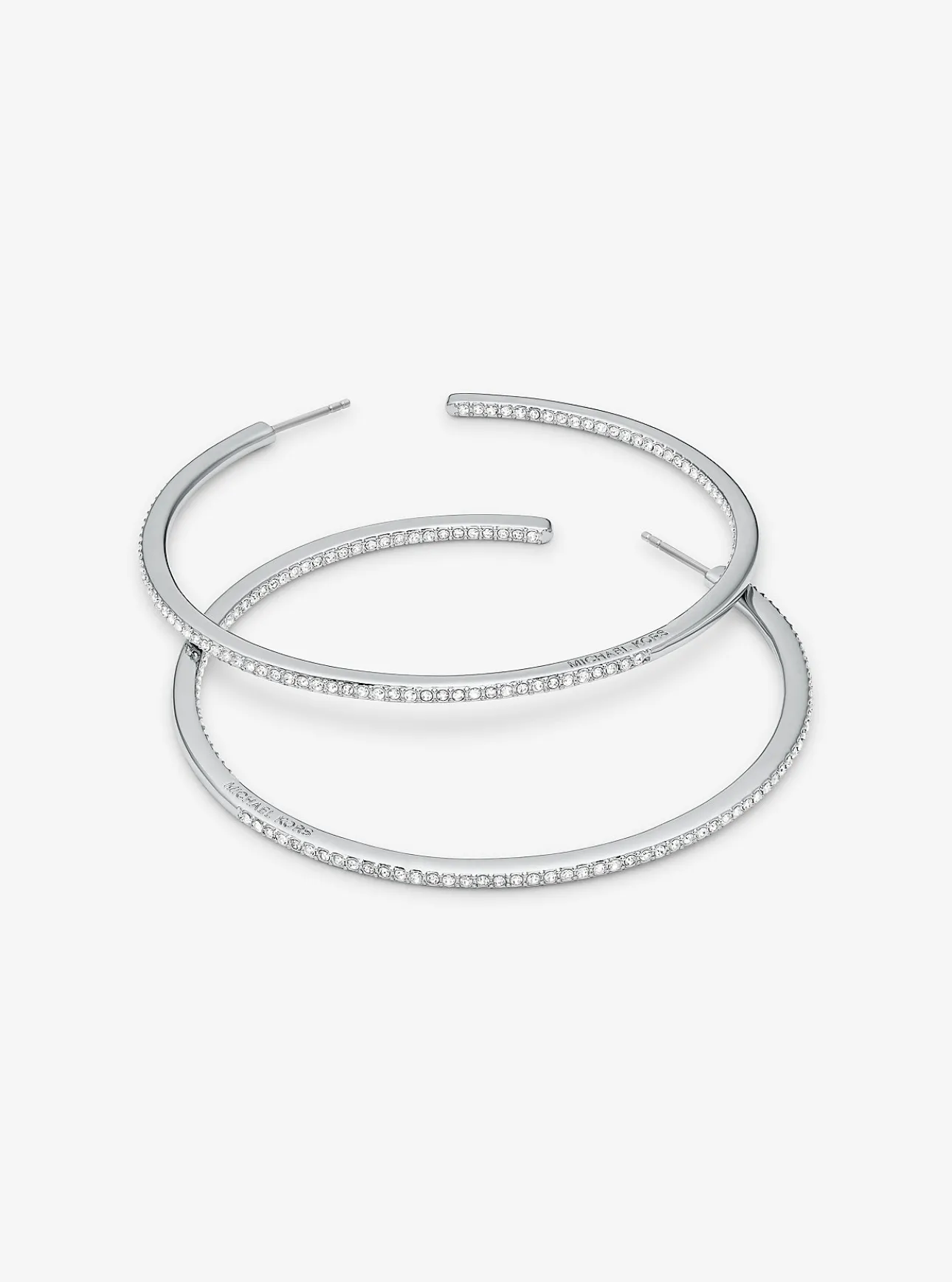 Precious Metal-Plated Brass Pavé Hoop Earrings