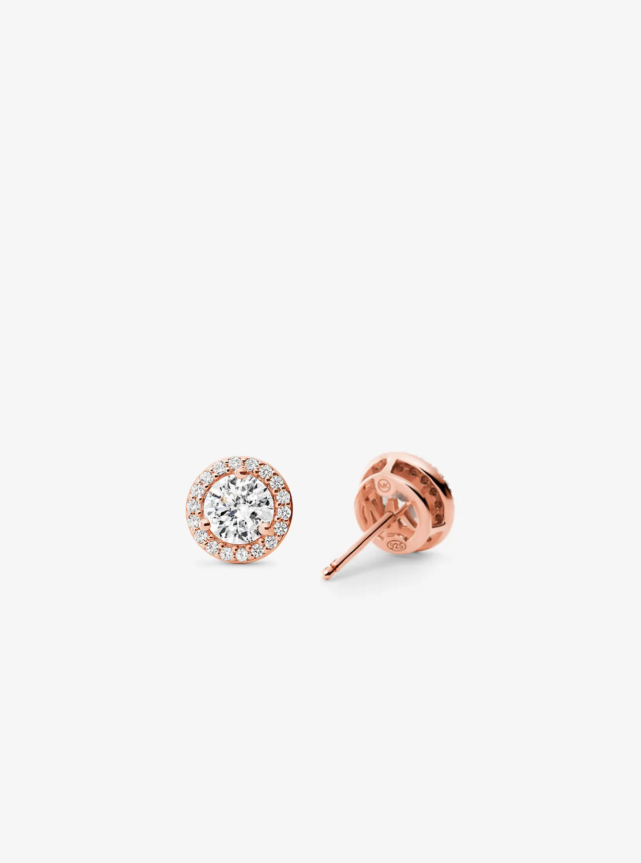 Precious Metal-Plated Sterling Silver Pavé Stud Earrings