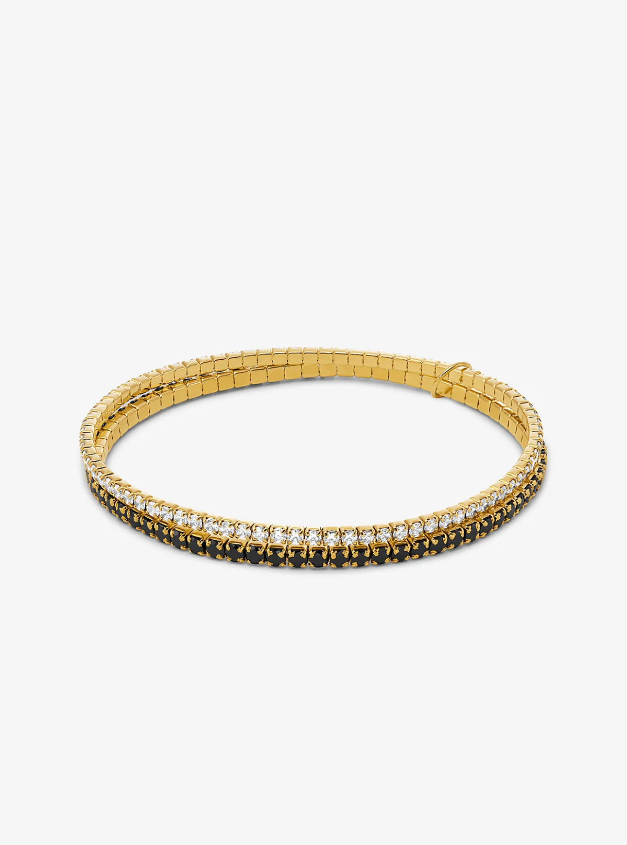 Precious Metal-Plated Brass Double Wrap Tennis Bracelet