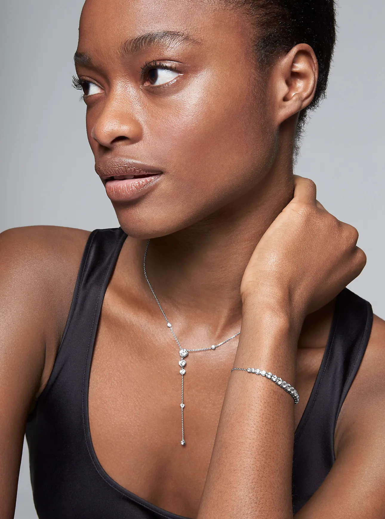 Precious Metal-Plated Sterling Silver Cubic Zirconia Slider Bracelet