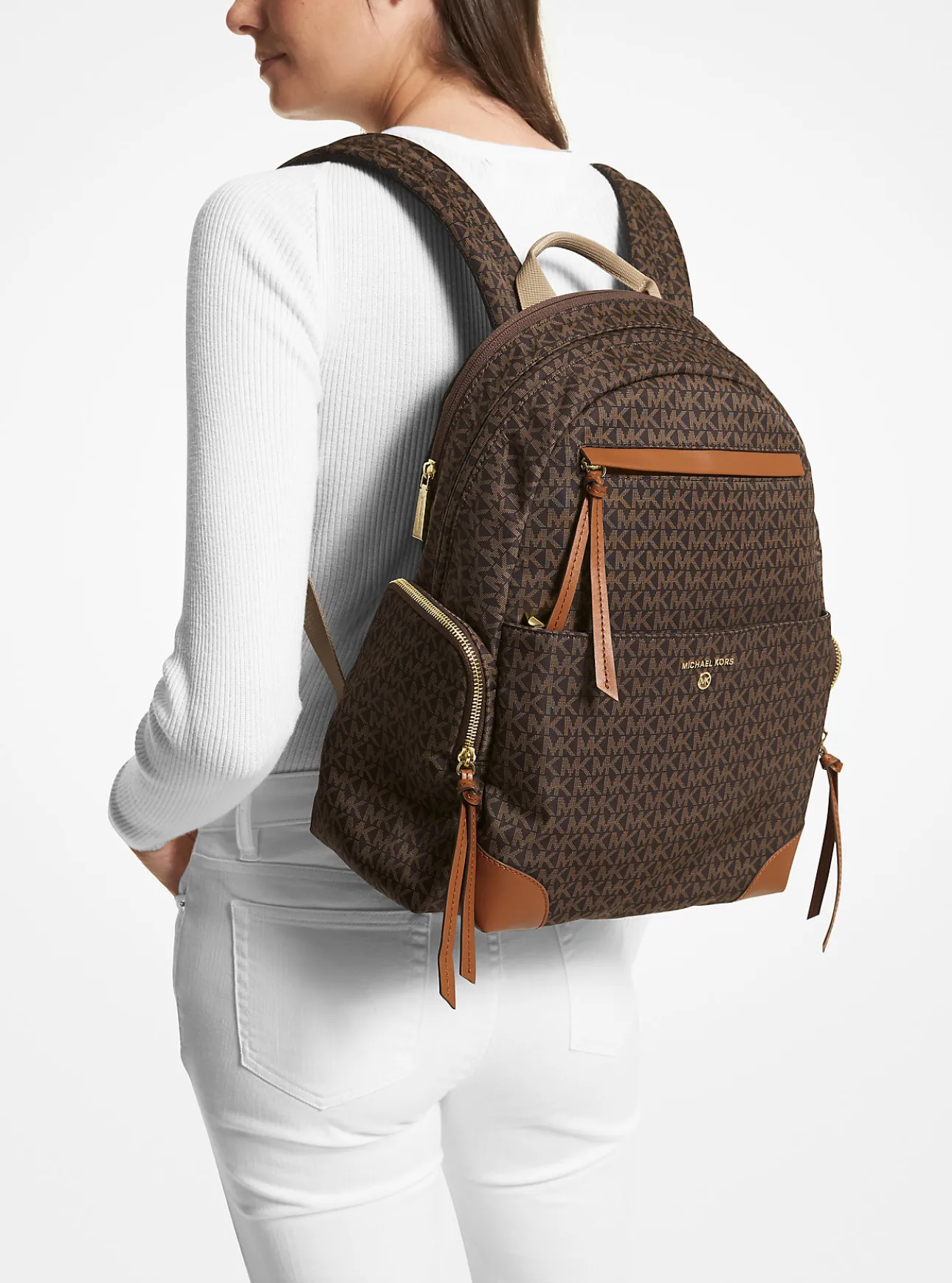 Prescott Large Signature Logo Print Woven Backpack