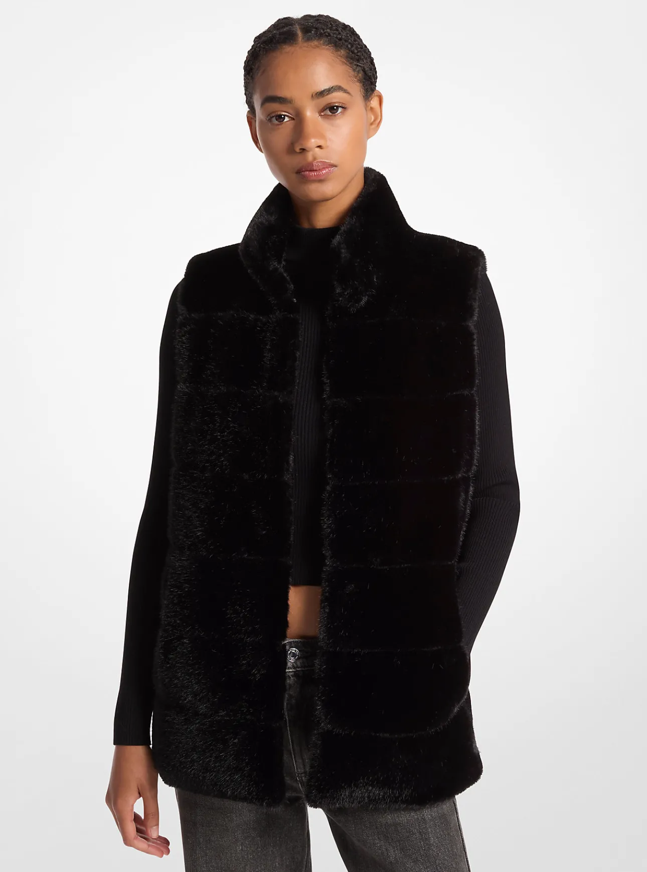 Quilted Faux Fur Vest