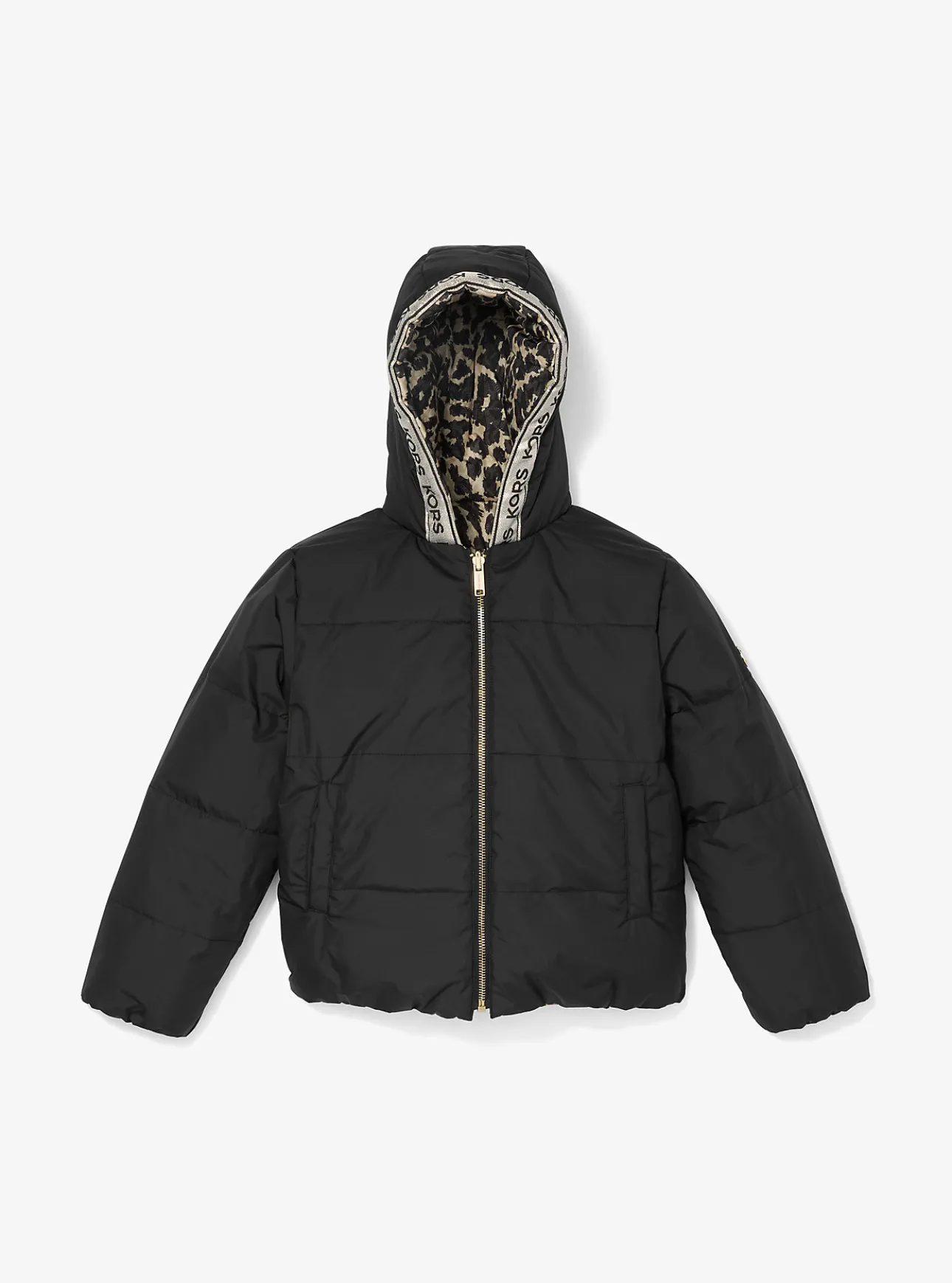 Reversible Leopard Logo Puffer Jacket