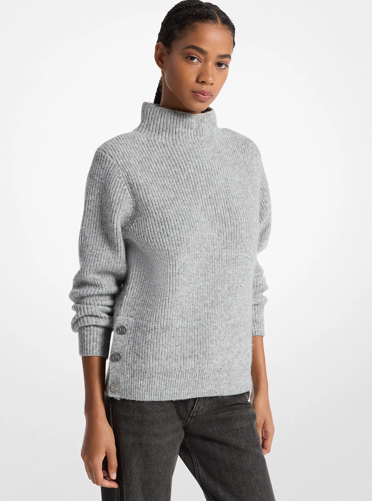 Ribbed Funnel Neck Sweater