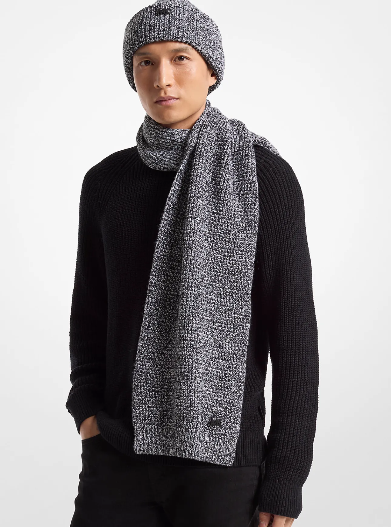 Ribbed Knit Beanie Hat and Scarf Set