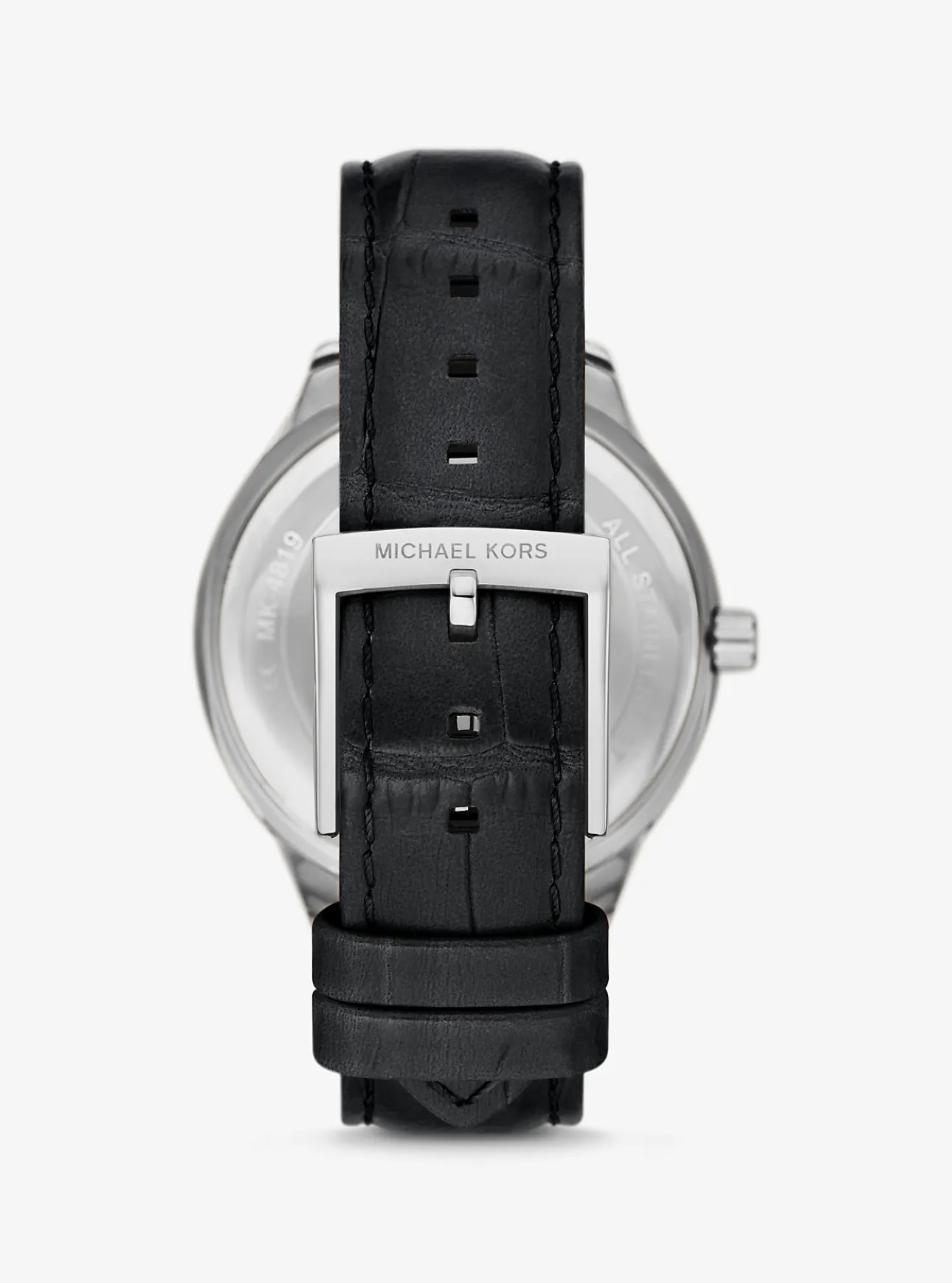 Sage Pavé Silver-Tone and Crocodile Embossed Leather Watch