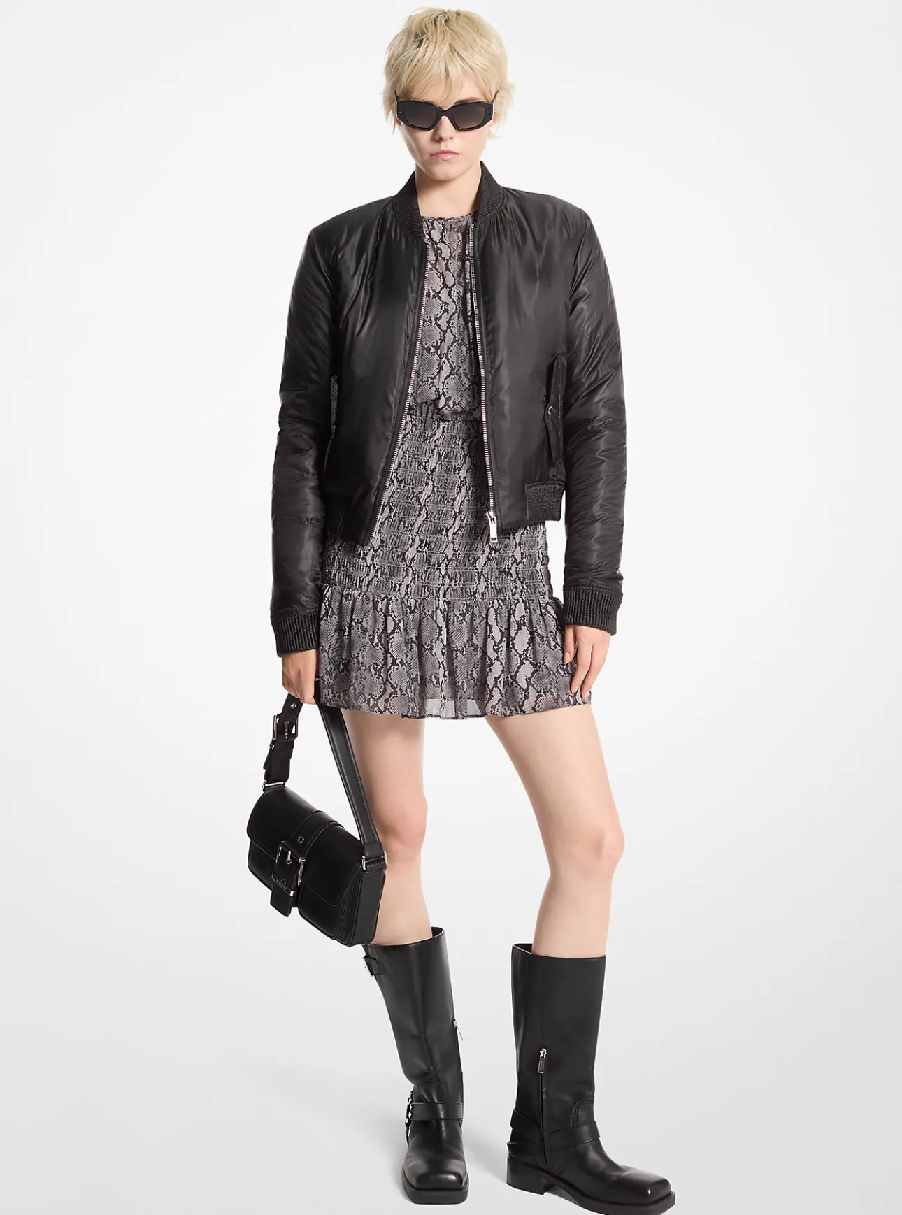 Satin Ciré Bomber Jacket