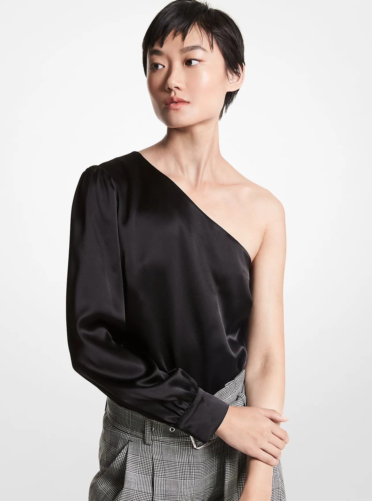Satin One-Shoulder Top