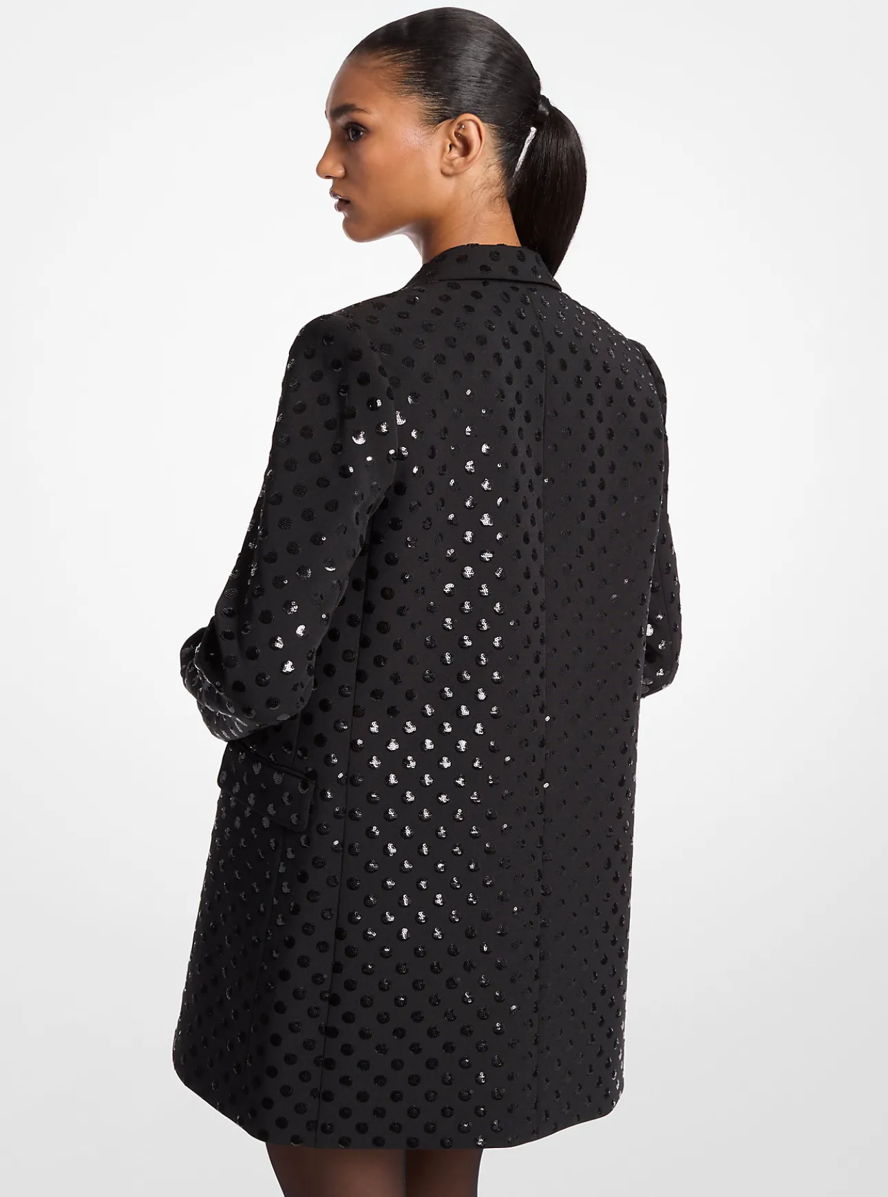 Sequined Dot Stretch Crepe Blazer