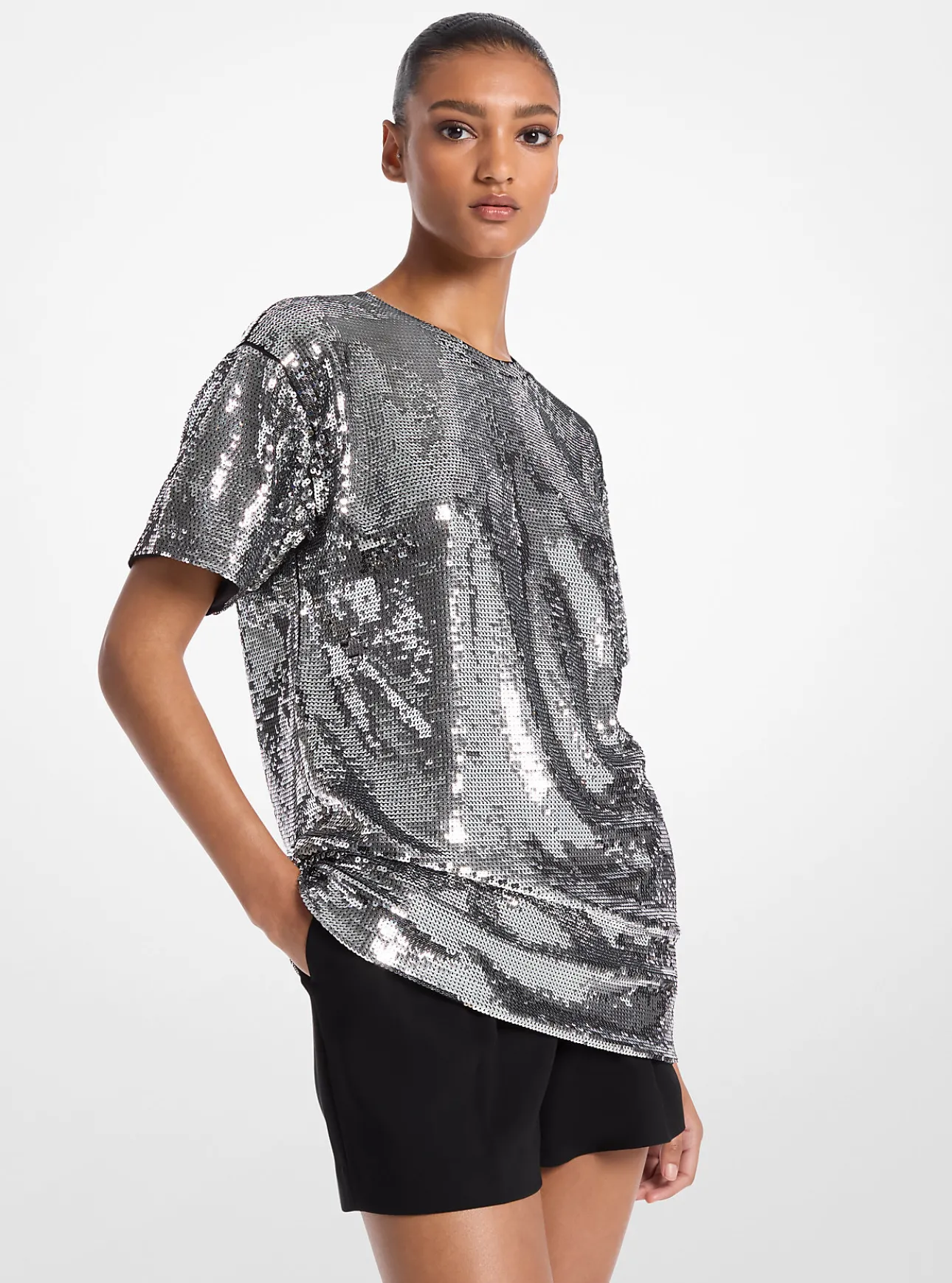Sequined Jersey Oversized T-Shirt