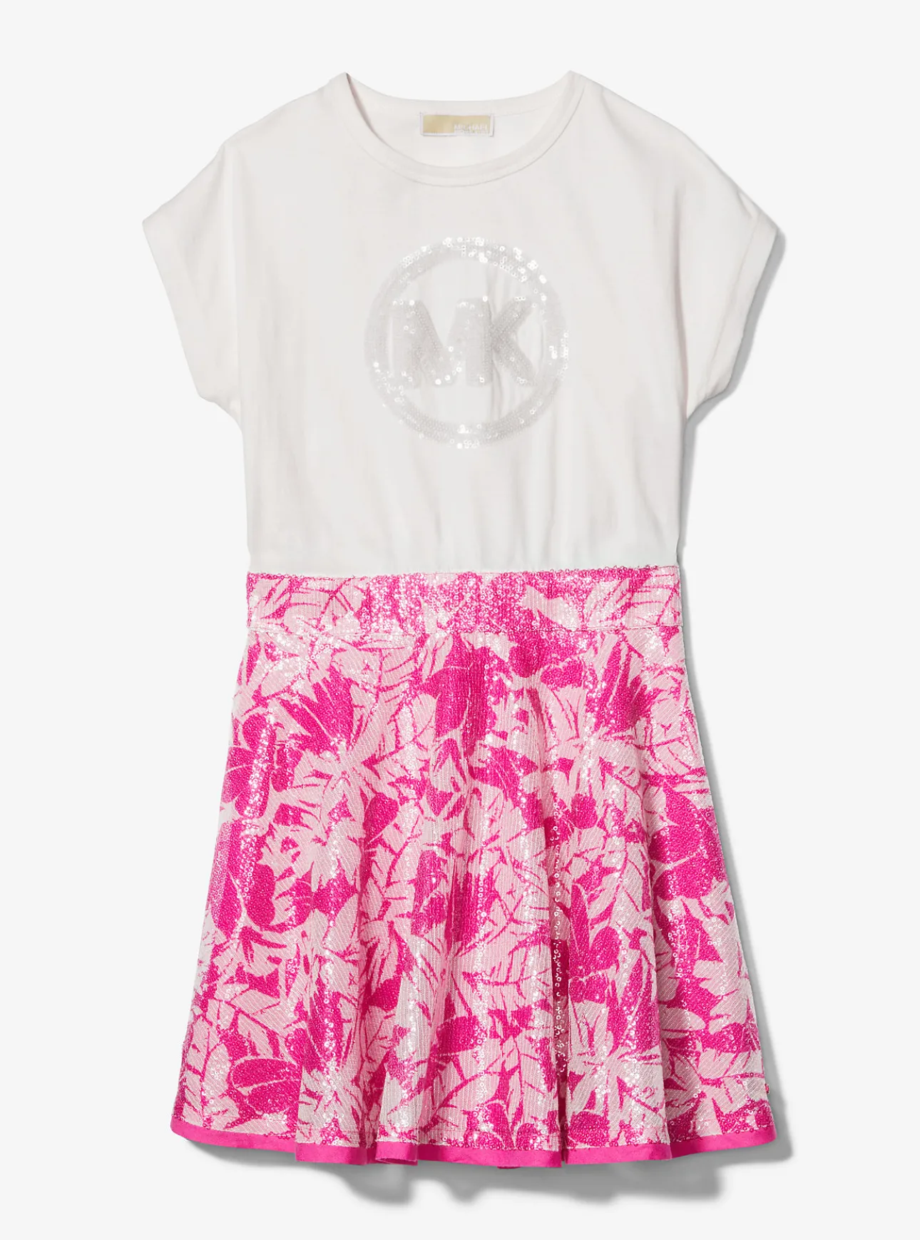 Sequined Logo Palm T-Shirt Dress