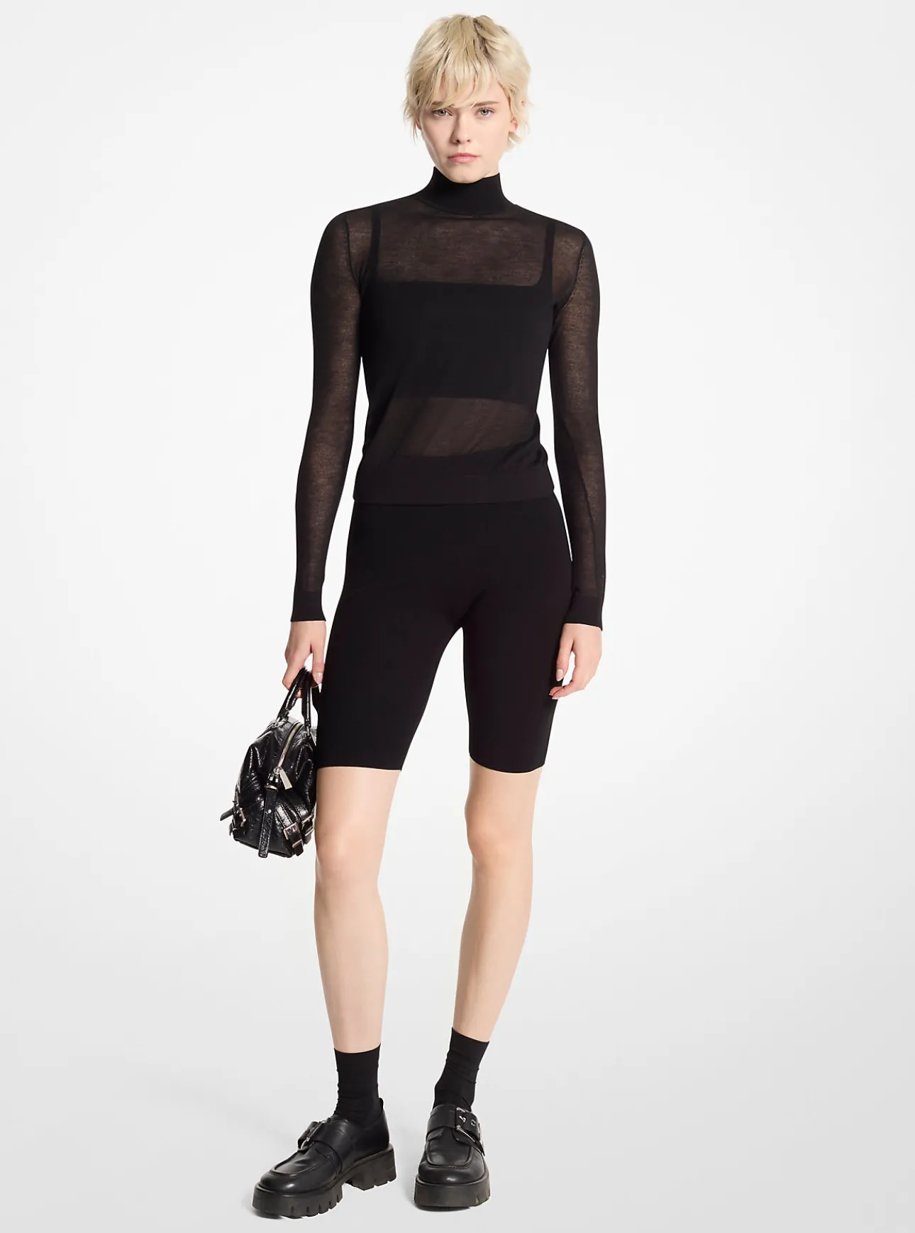 Sheer Mock Neck Sweater and Bra Top