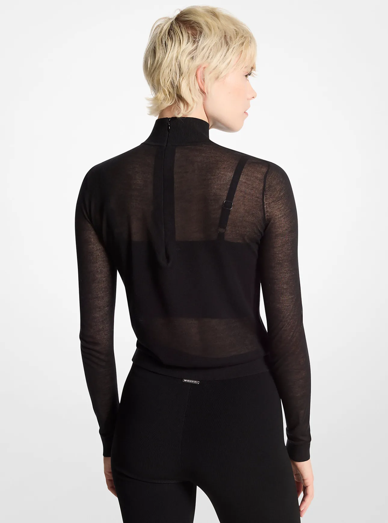 Sheer Mock Neck Sweater and Bra Top