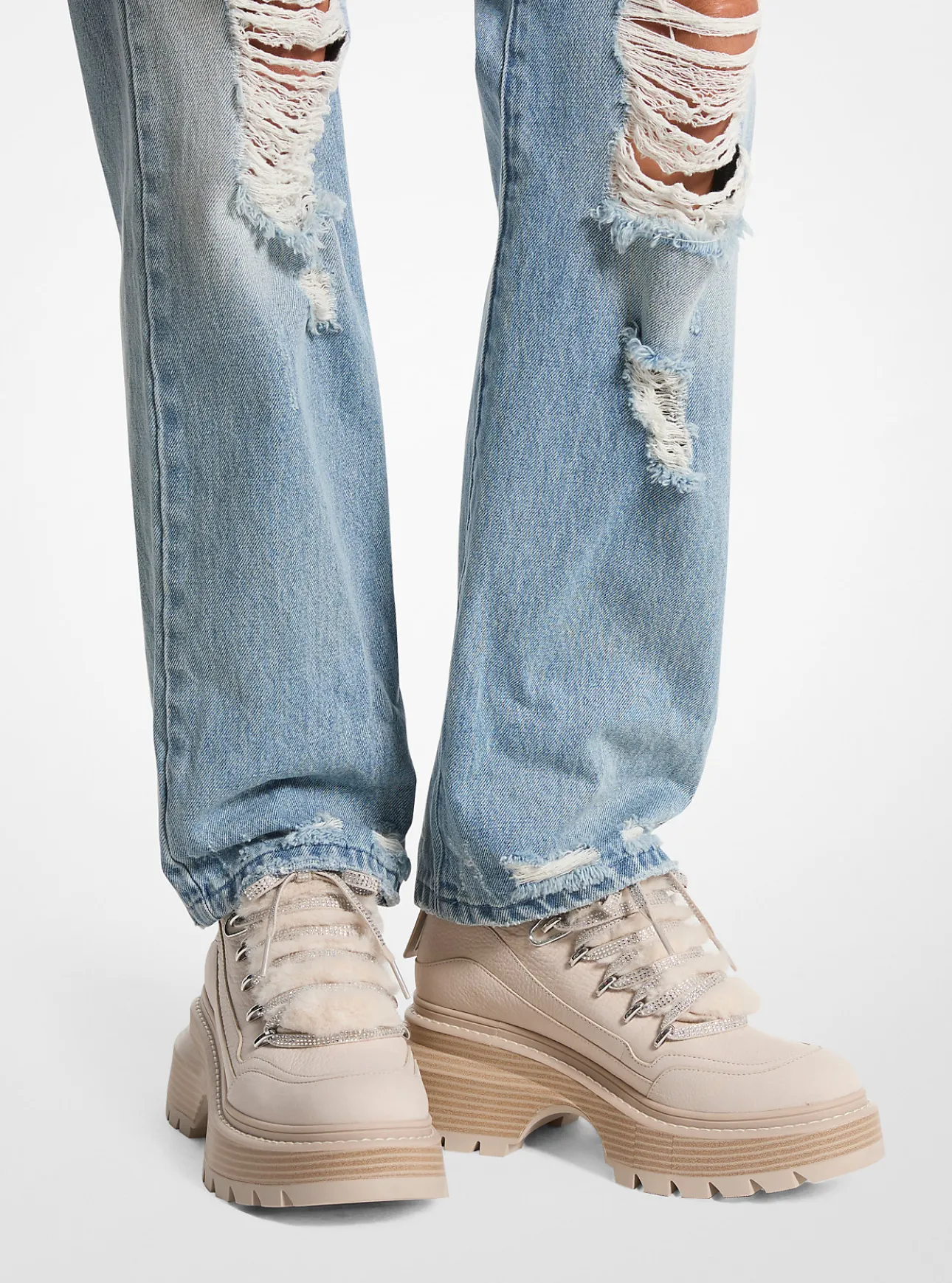 Shiloh Nubuck and Faux Fur Platform Boot