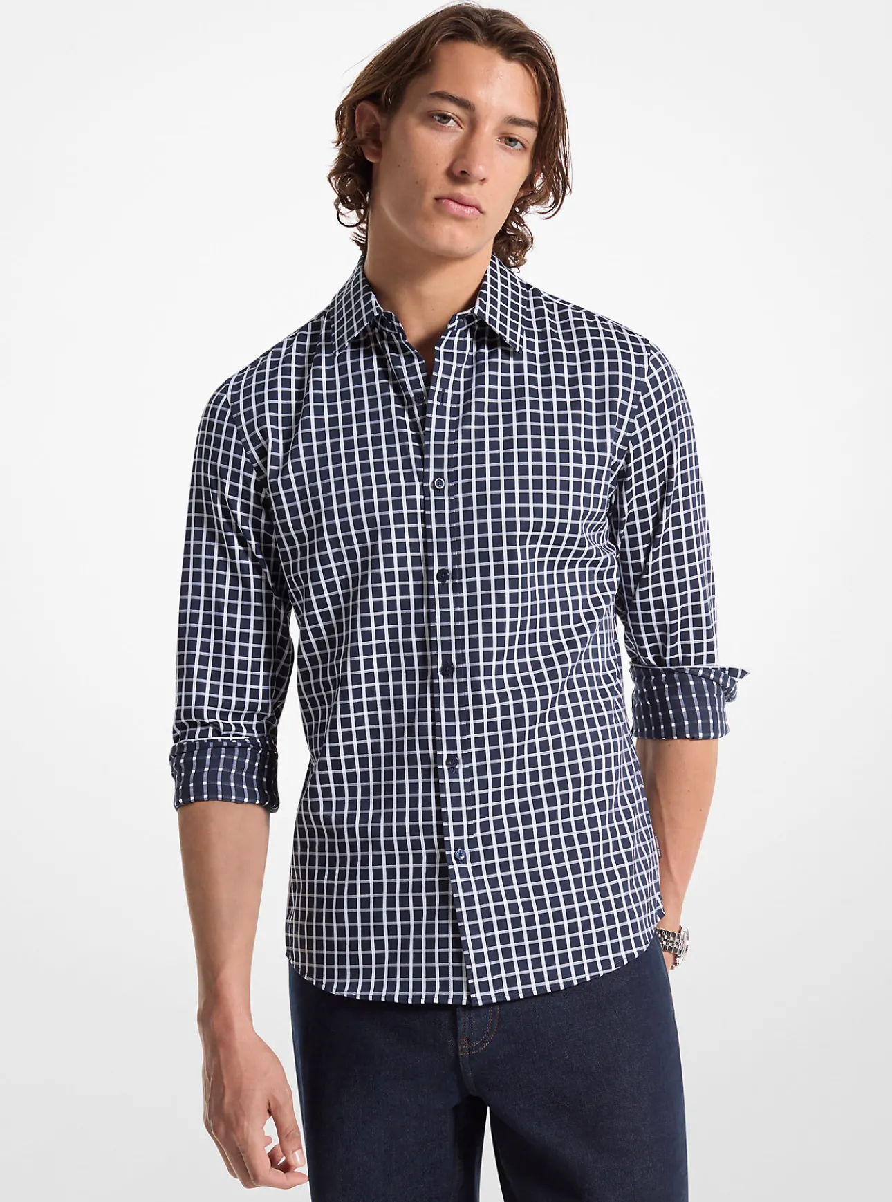 Slim-Fit Woven Plaid Shirt
