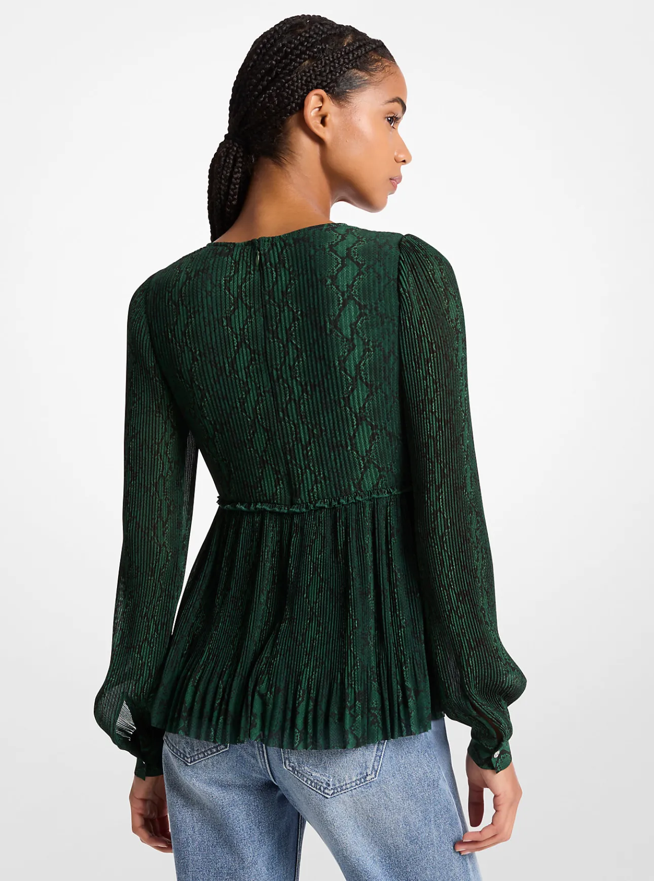 Snake Print Georgette Pleated Top