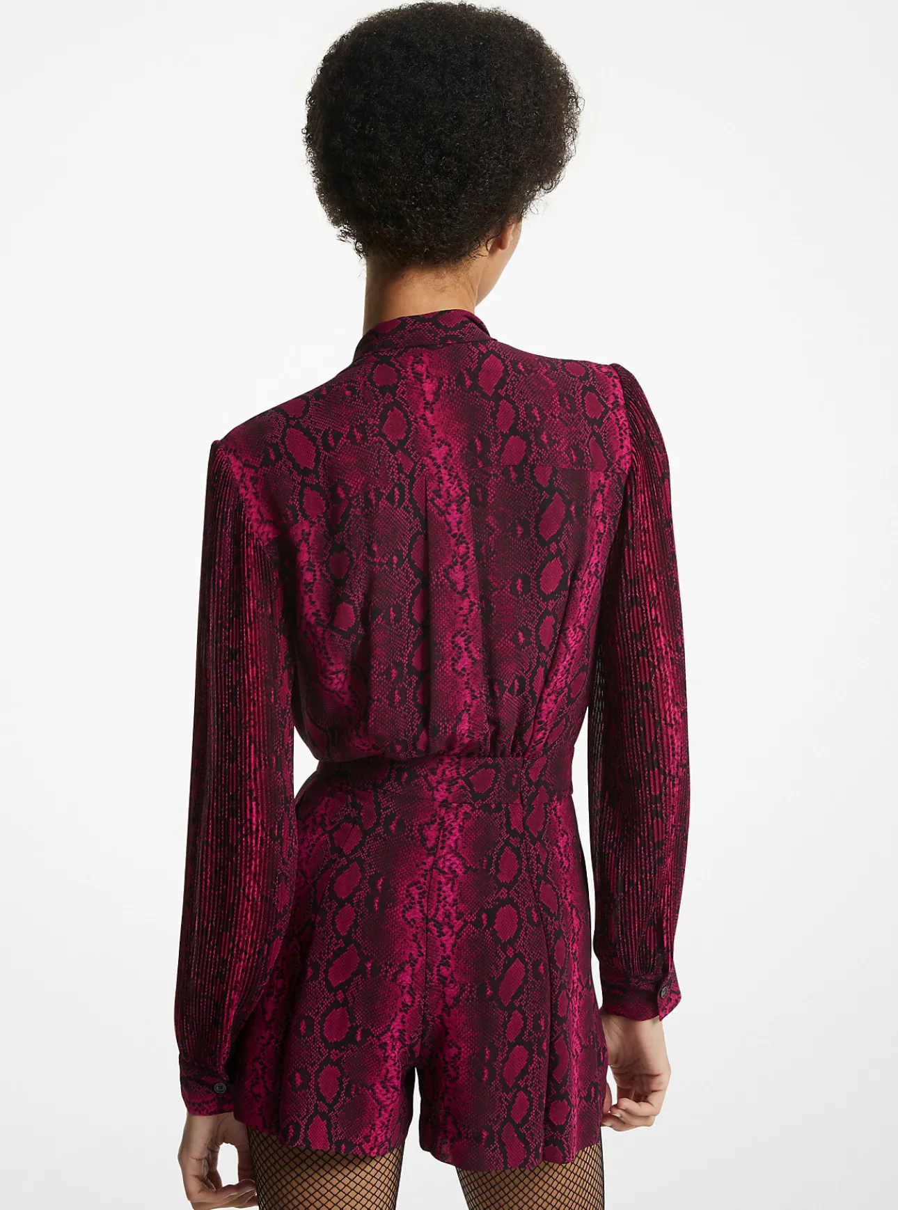 Snake Print Georgette Neck-Tie Romper