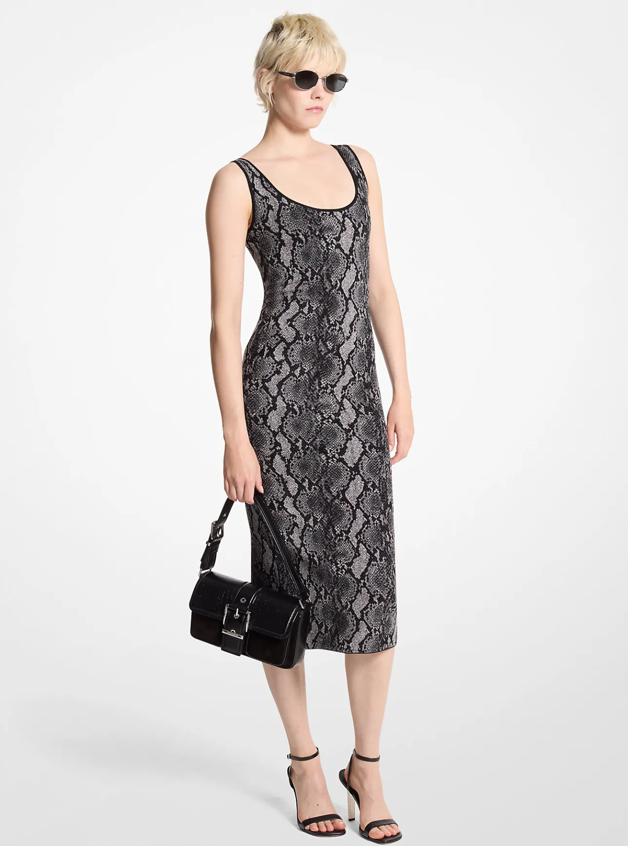 Snake Print Jacquard Dress
